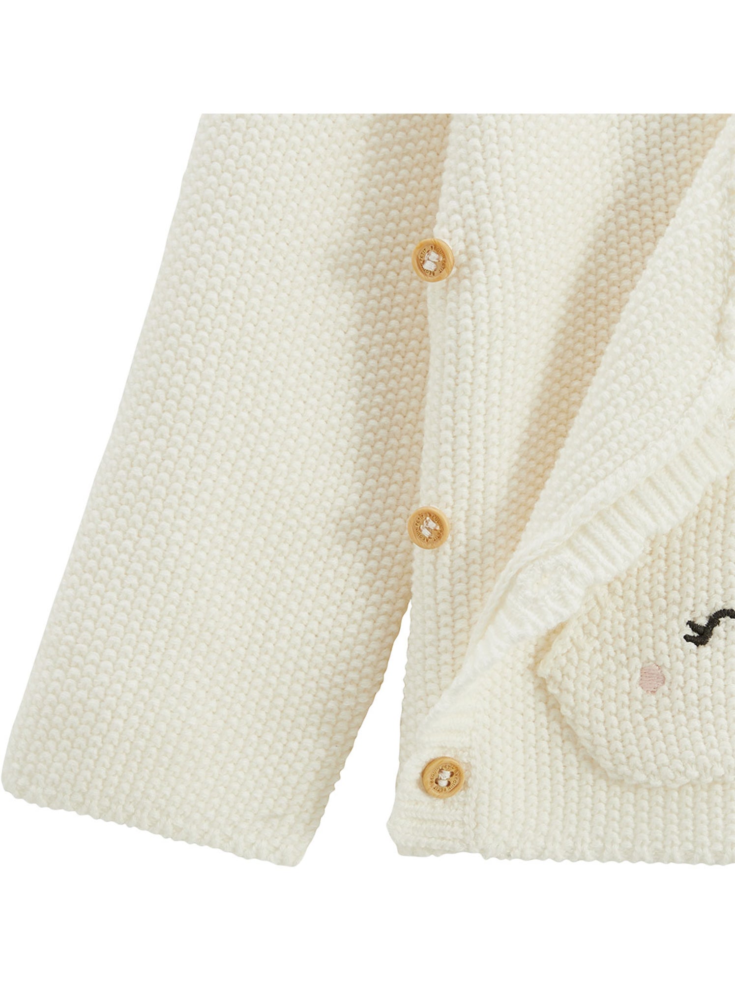Ensemble bébé gilet et pantalon en tricot colette - Ecru