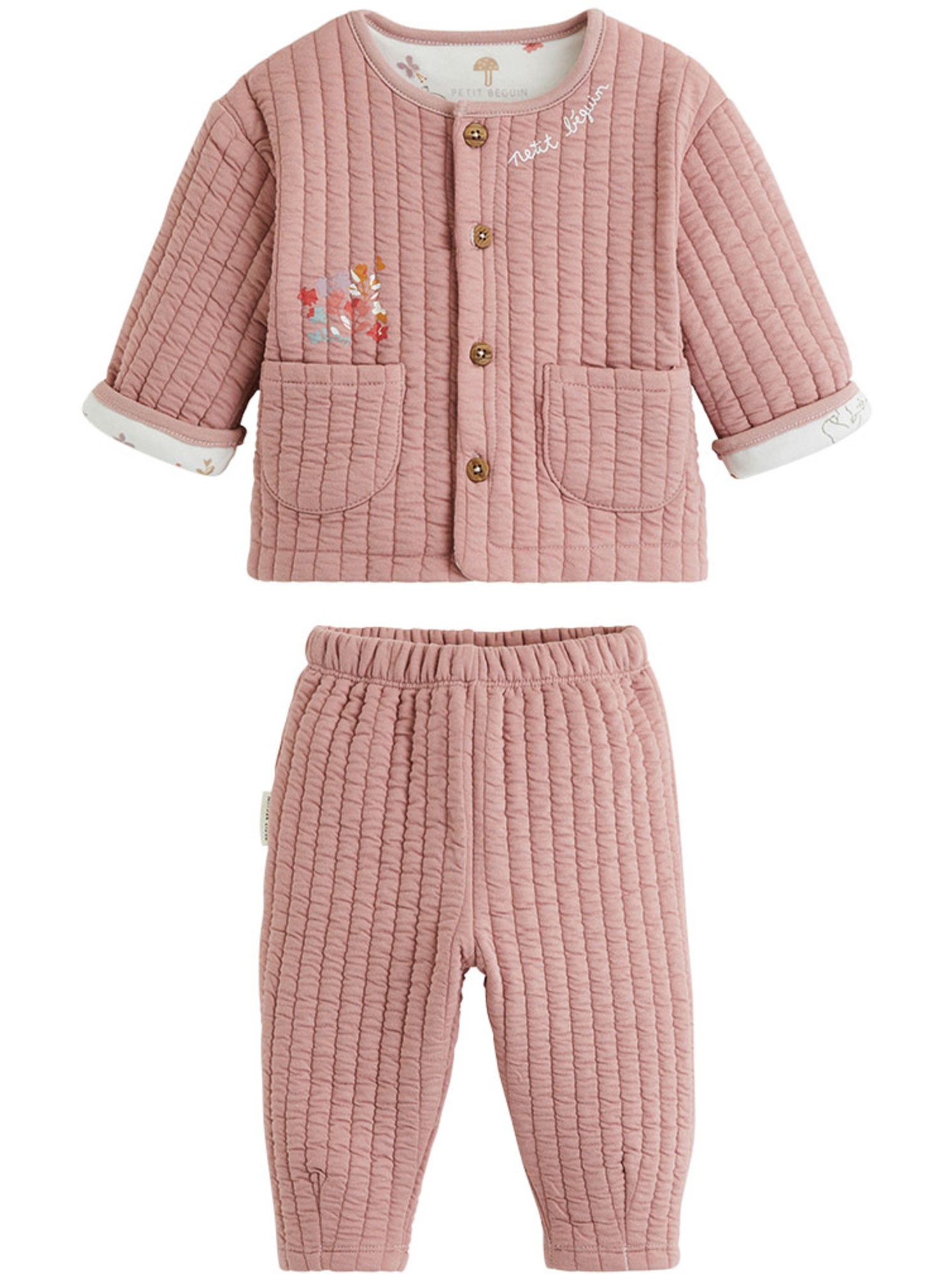 Ensemble bébé gilet et pantalon matelassé eglantine - Rose