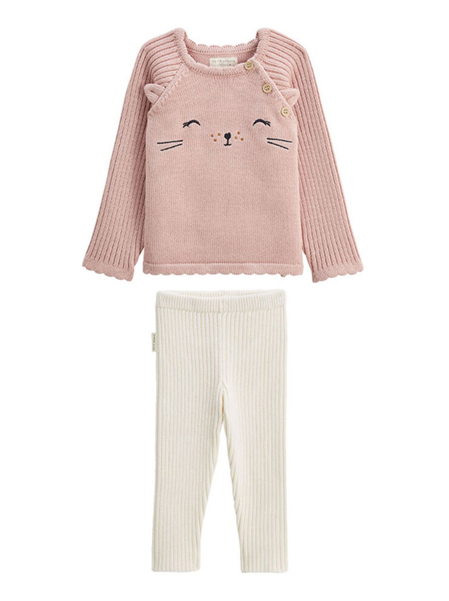 Ensemble bébé pull et legging en tricot swan - Rose