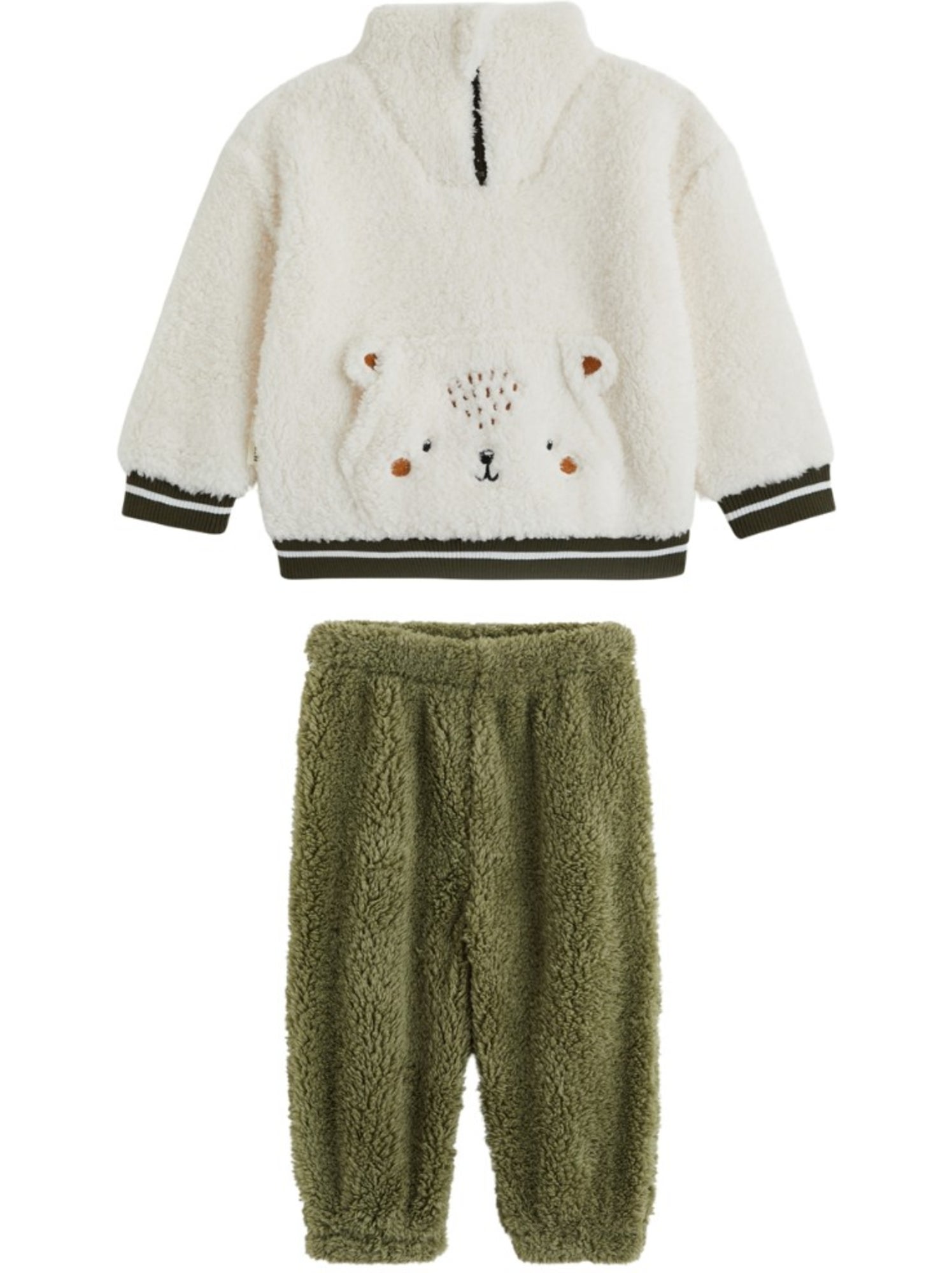 Ensemble bébé sweat et pantalon en sherpa ginkgo - Vert