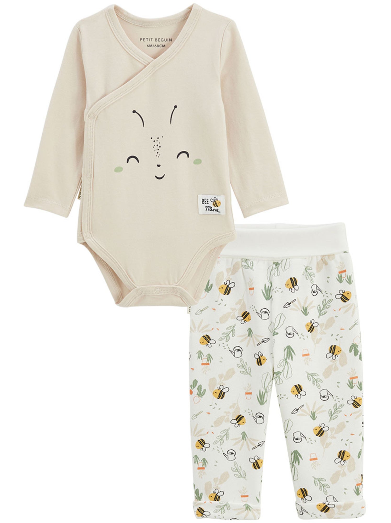 Ensemble body bébé et pantalon en molleton eden - Beige