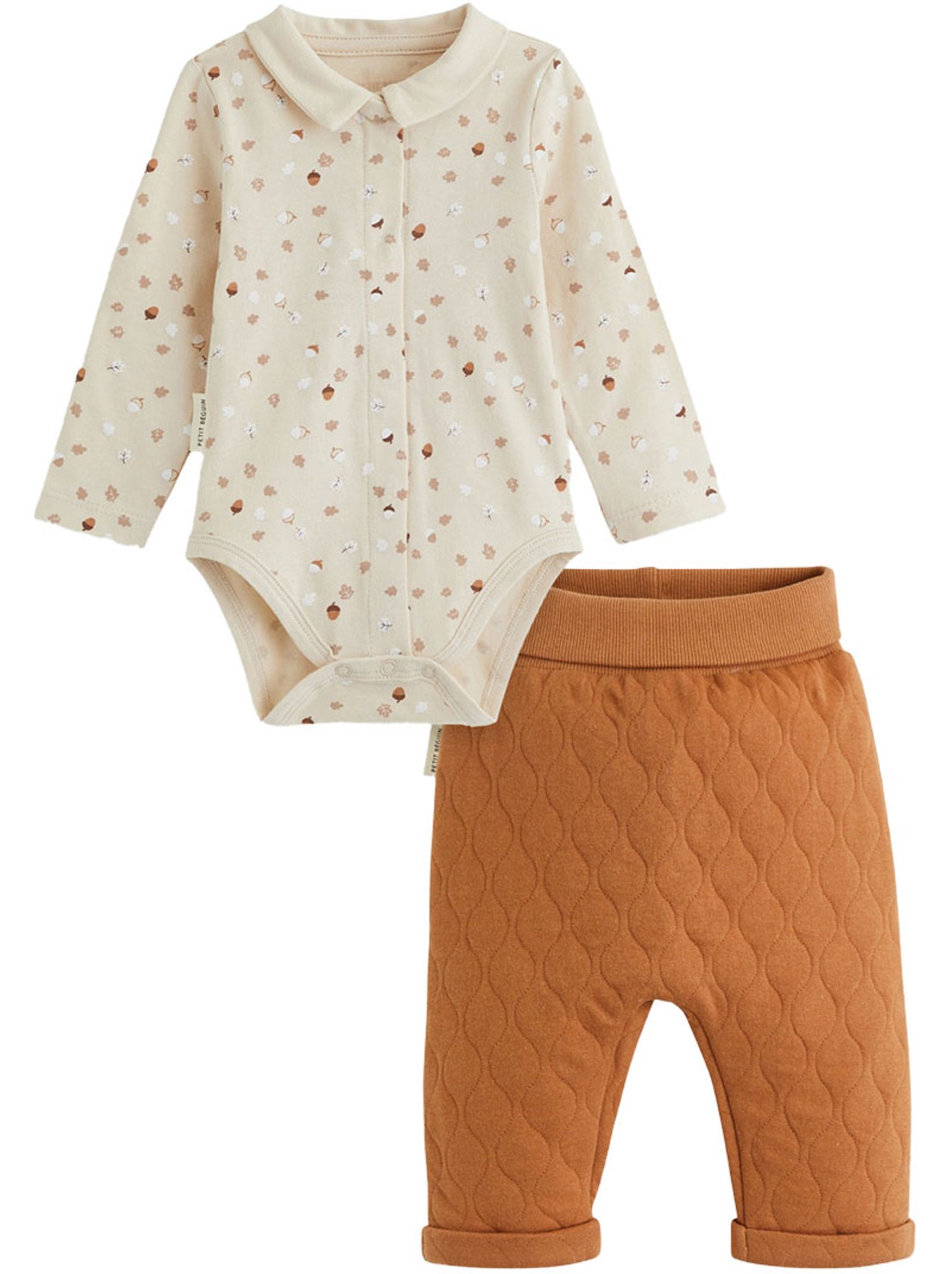 Ensemble body bébé et pantalon matelassé caramel - Marron