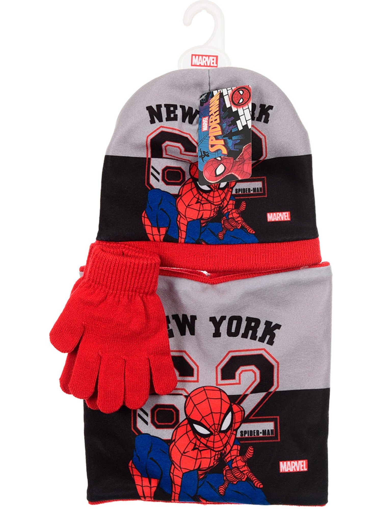 Ensemble bonnet, col & gants   garçon spiderman - licence officielle - Rouge