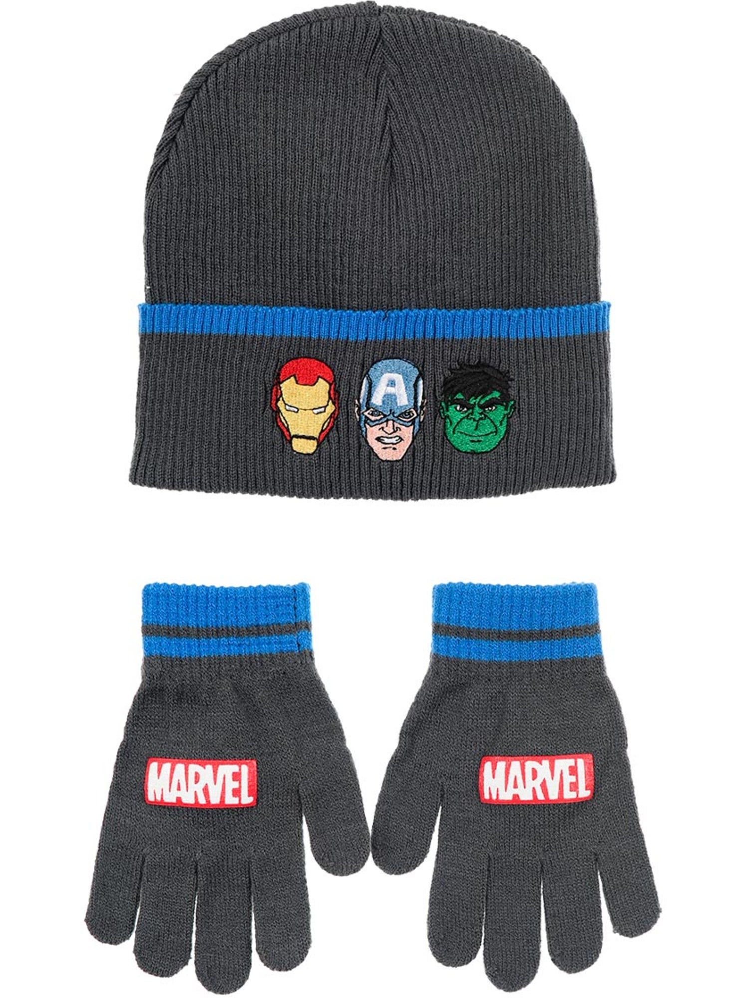 Ensemble bonnet & gants   garçon avengers - licence officielle - Gris