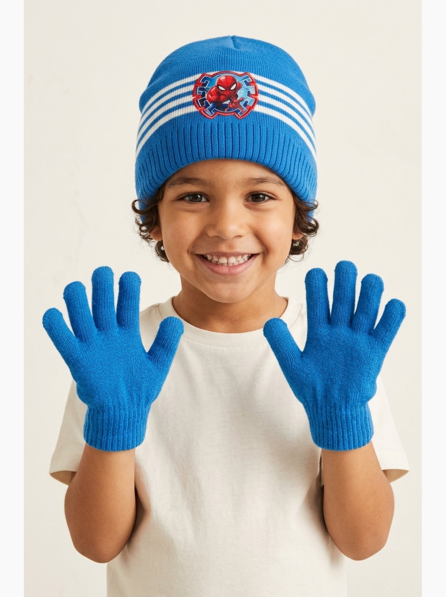 Ensemble bonnet & gants   garçon spiderman - licence officielle - Bleu