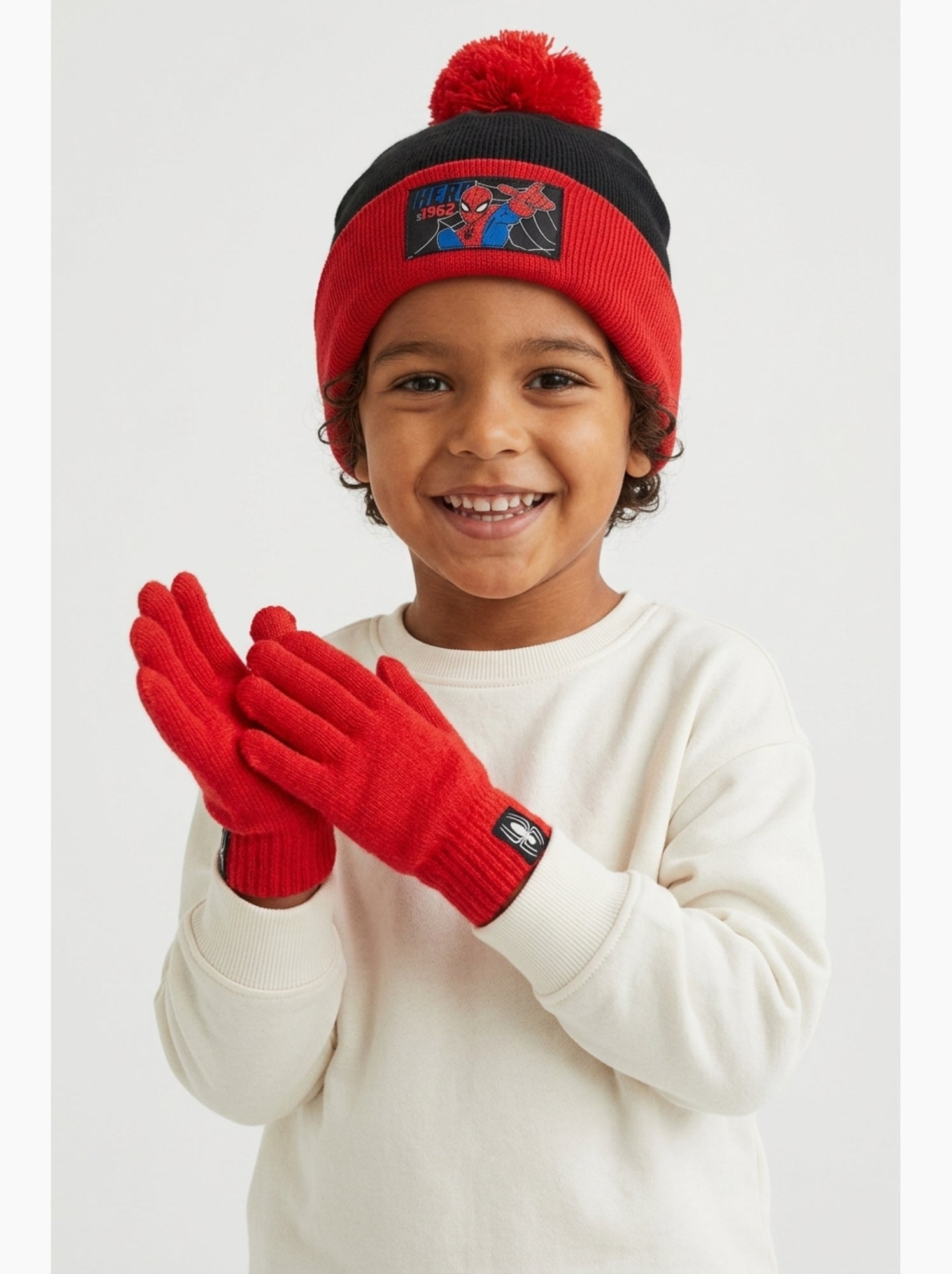 Ensemble bonnet & gants   garçon spiderman - licence officielle - Rouge