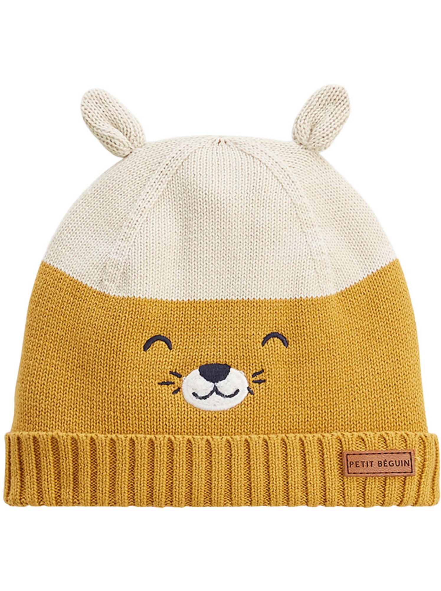 Ensemble bonnet, moufles et cache-cou enfant en tricot charly - Moutarde