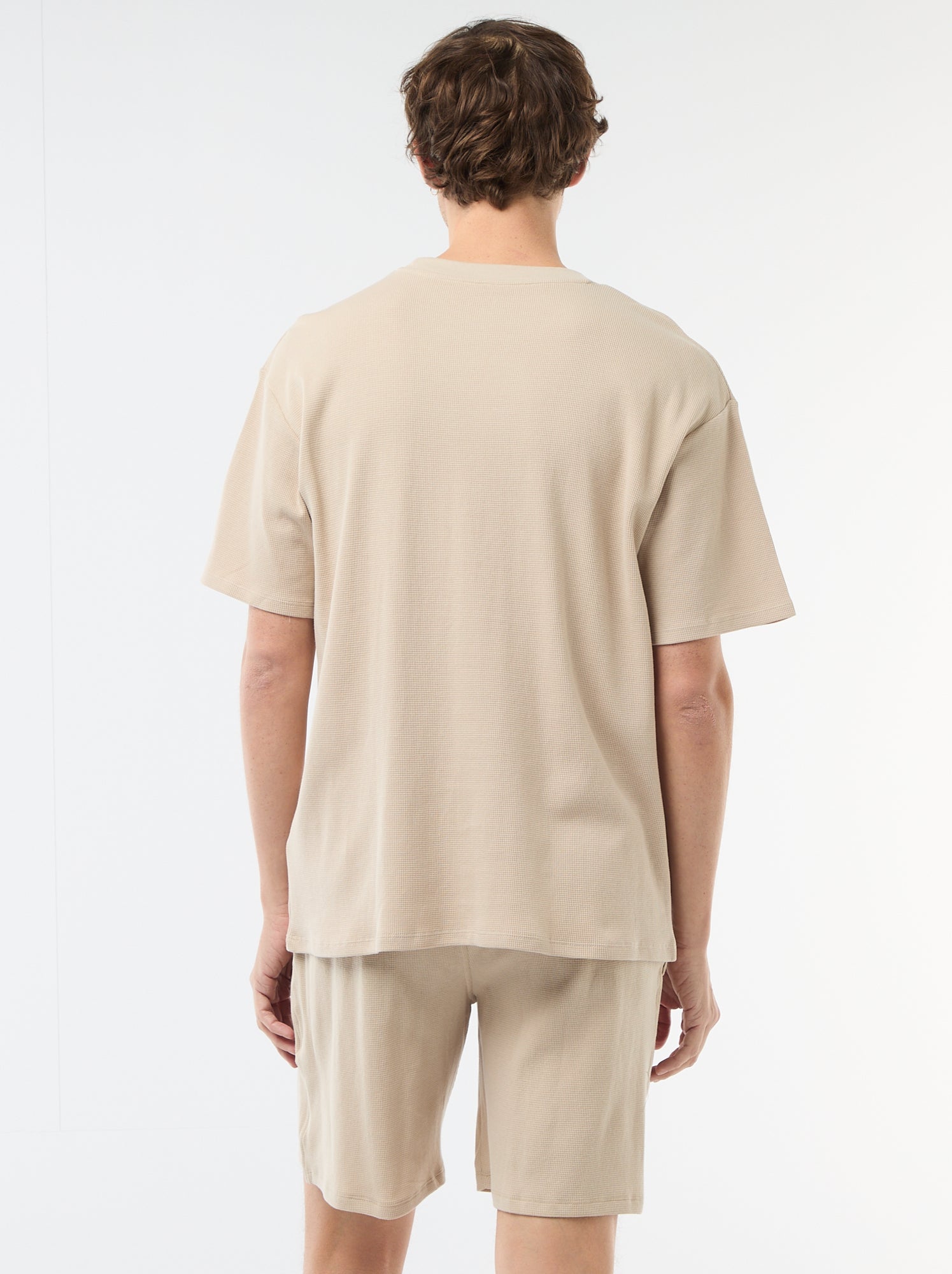 Ensemble court de pyjama en nid d'abeilles - 2 pièces - Beige