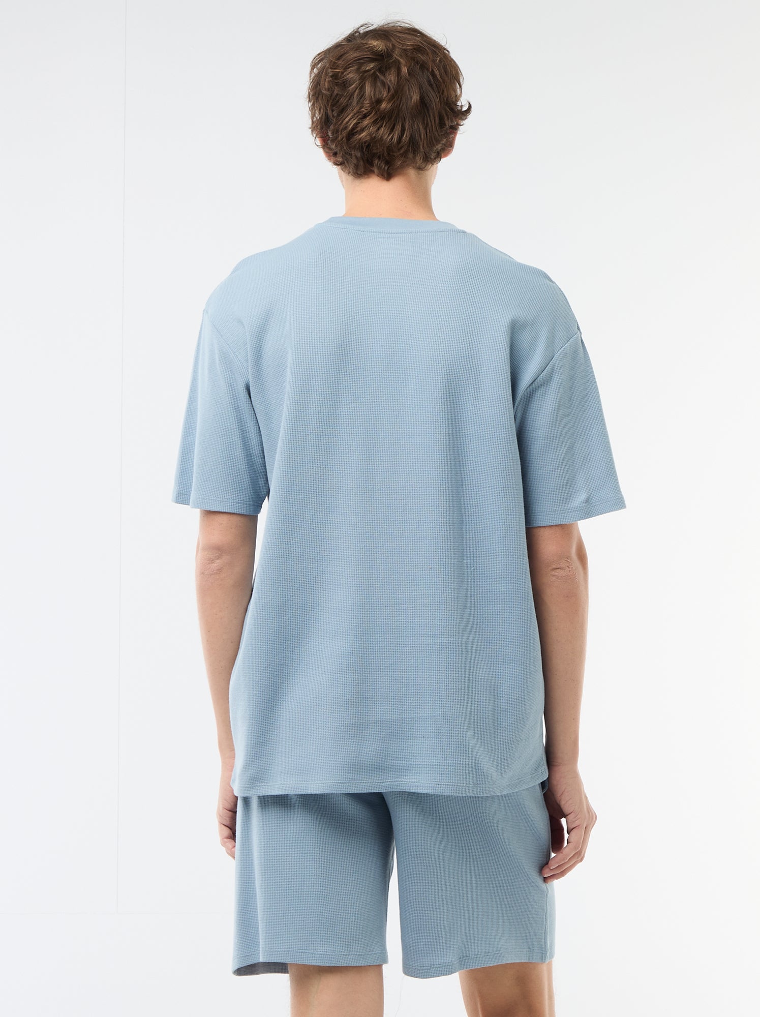 Ensemble court de pyjama en nid d'abeilles - 2 pièces - Bleu
