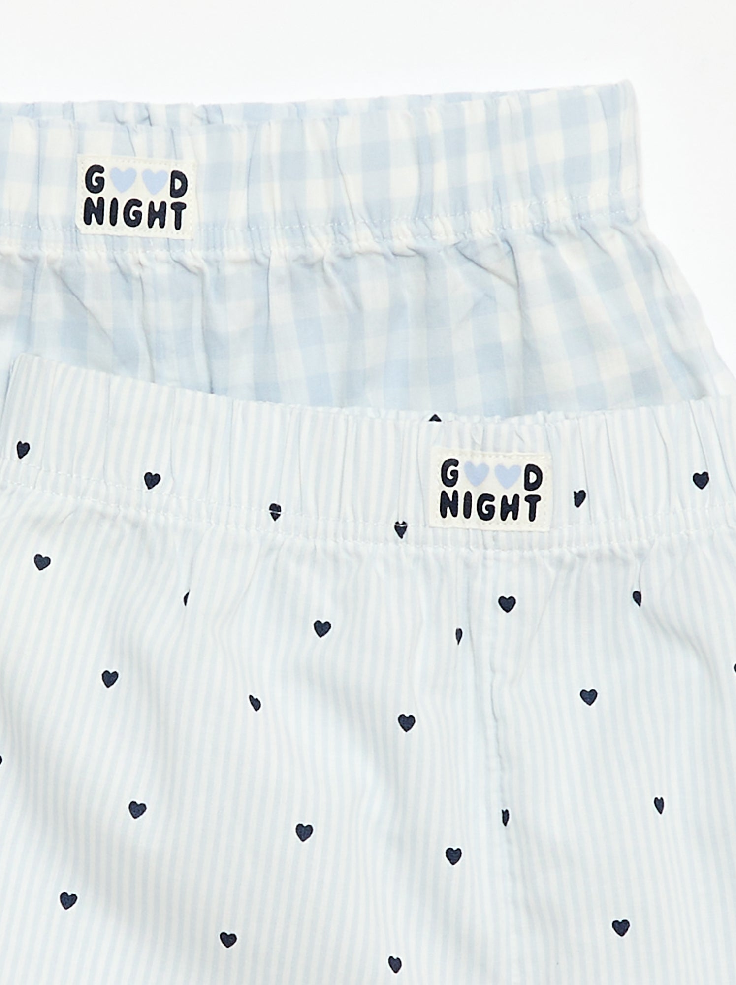 Ensemble de 2 shorts de nuit en popeline de coton - Bleu