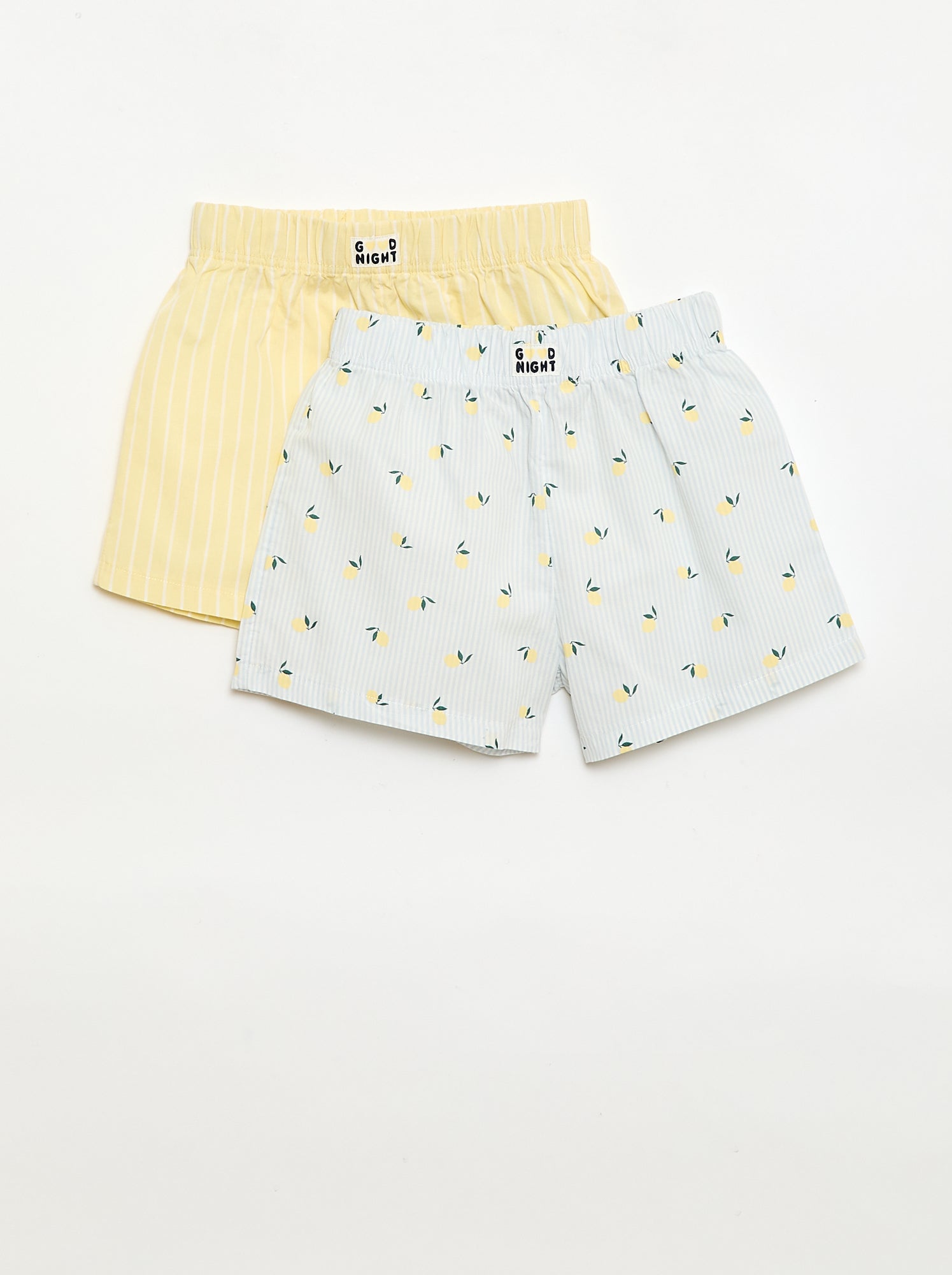 Ensemble de 2 shorts de nuit en popeline de coton - Jaune