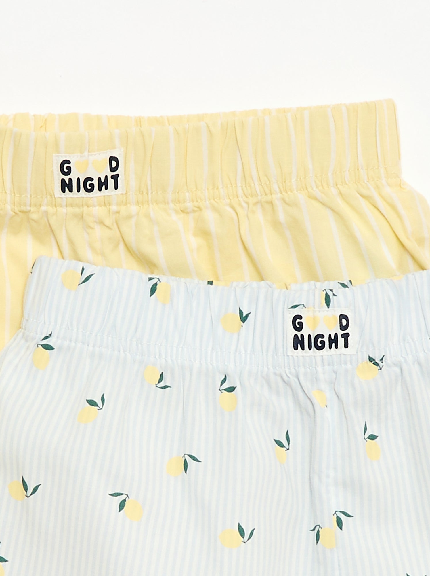 Ensemble de 2 shorts de nuit en popeline de coton - Jaune
