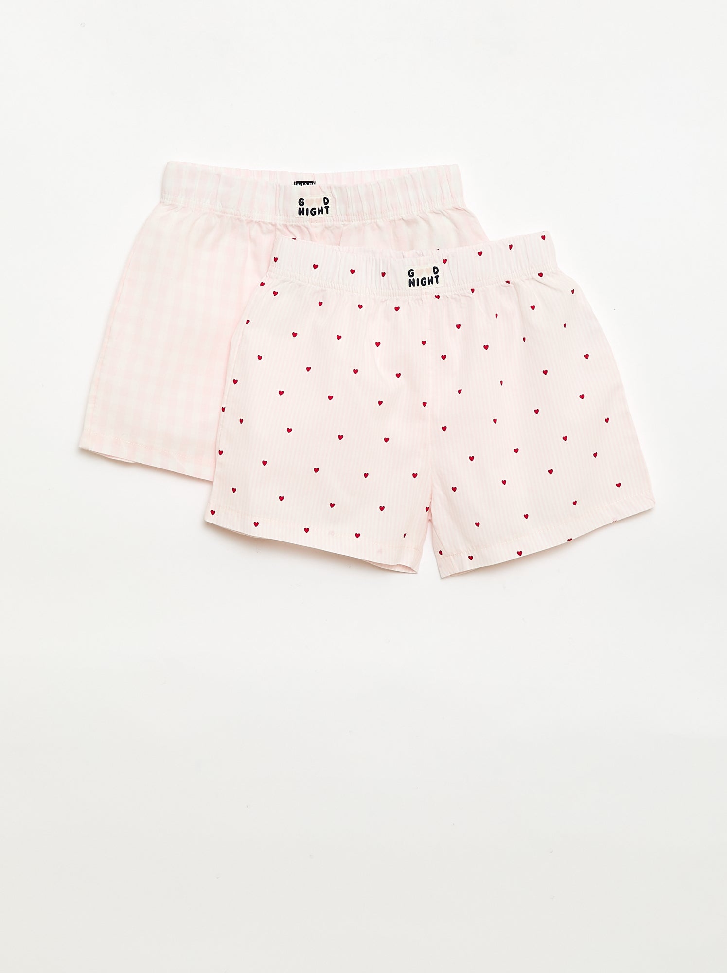 Ensemble de 2 shorts de nuit en popeline de coton - Rose