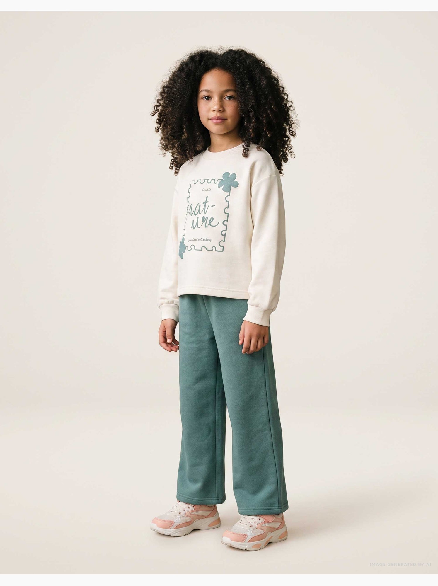 Ensemble de jogging en coton peigné avec imprimé art - Blanc
