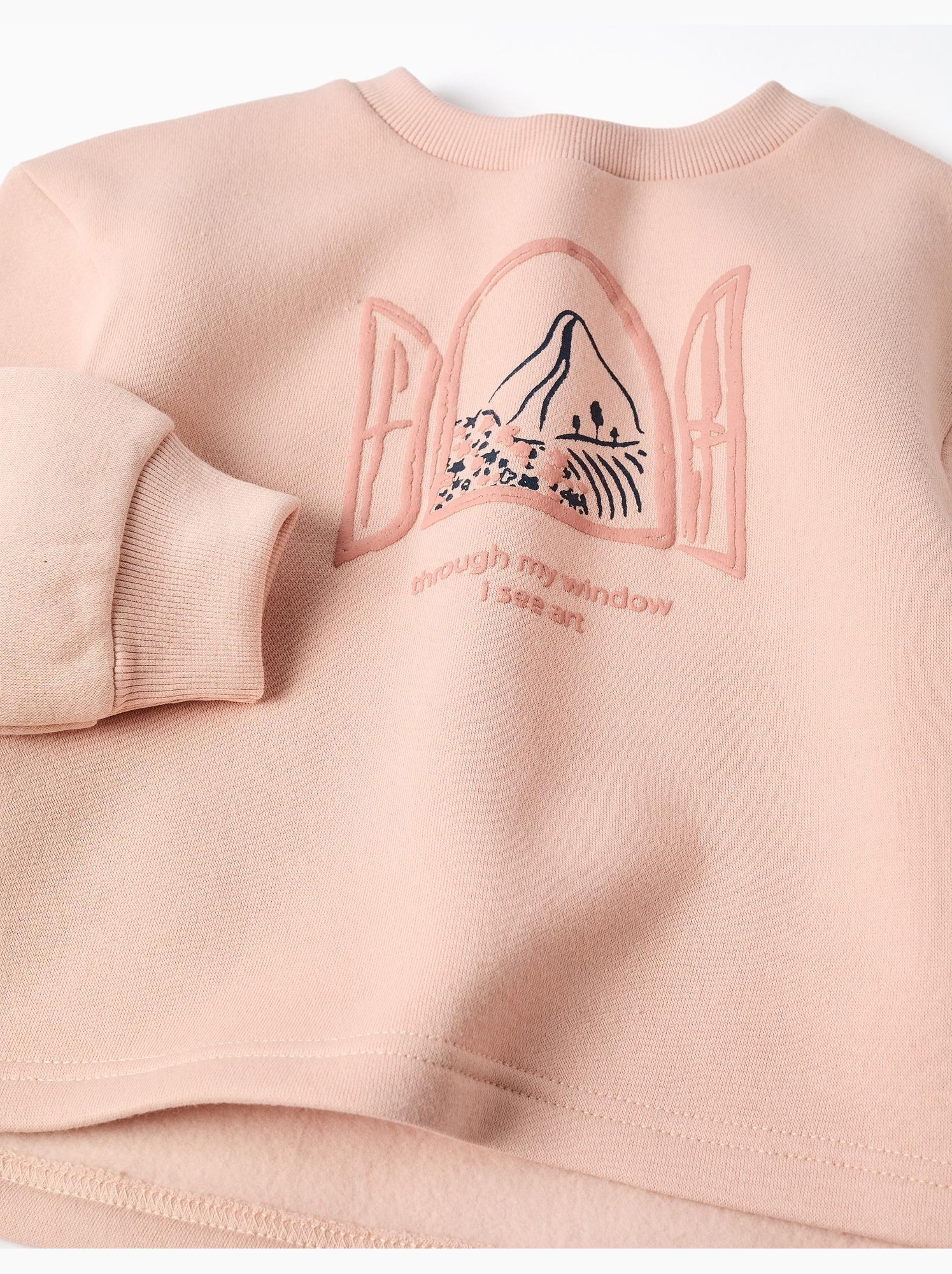 Ensemble de jogging en coton peigné avec imprimé art - Rose clair