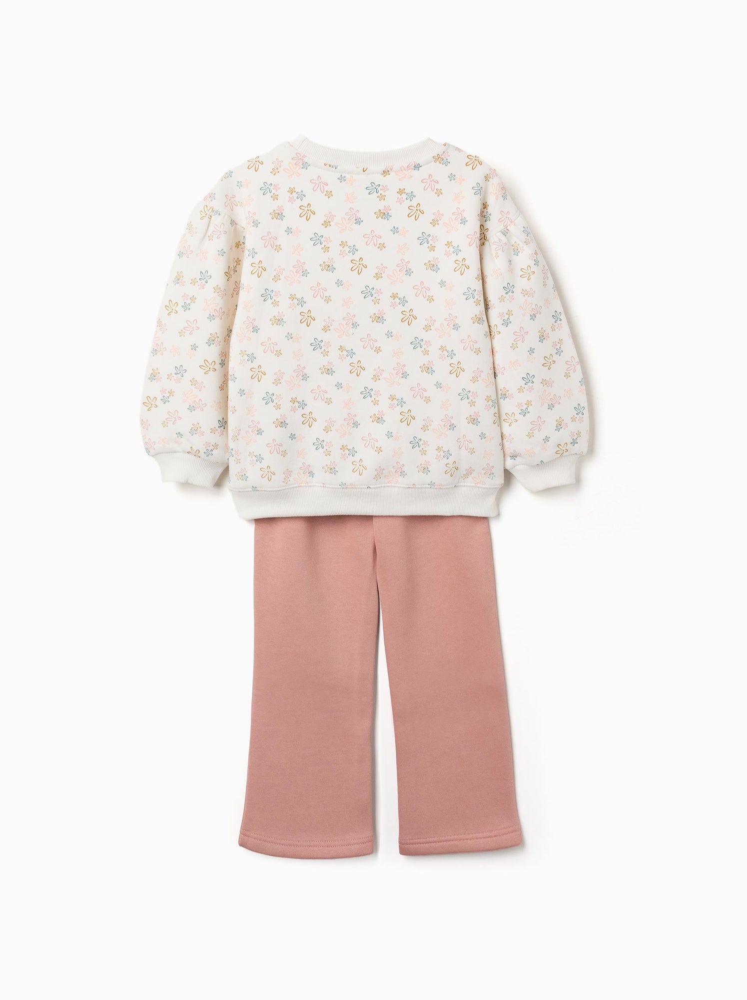 Ensemble de jogging en coton peigné avec imprimé floral - Blanc