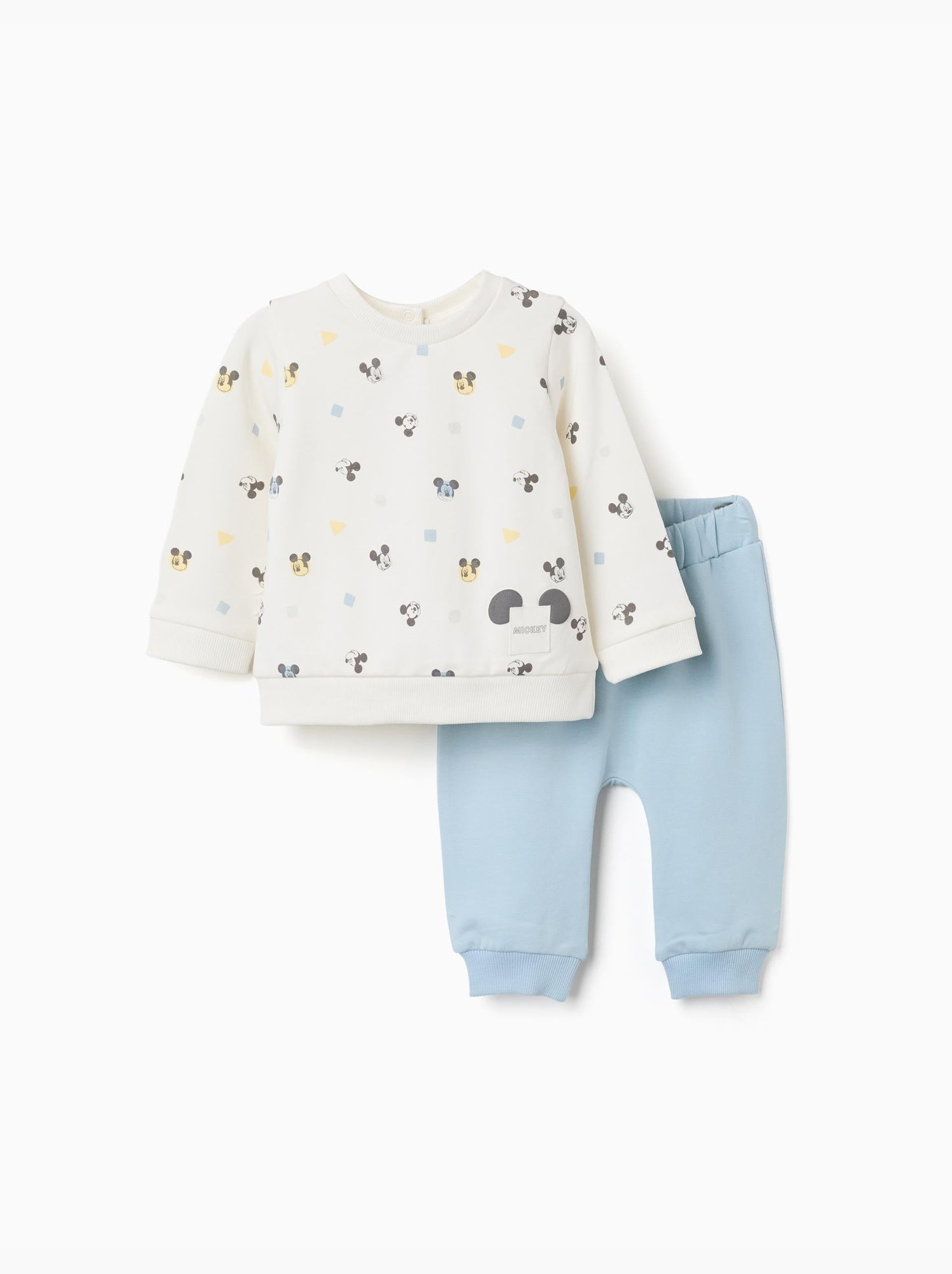 Ensemble de jogging en coton peigné avec motif mickey - Bleu clair