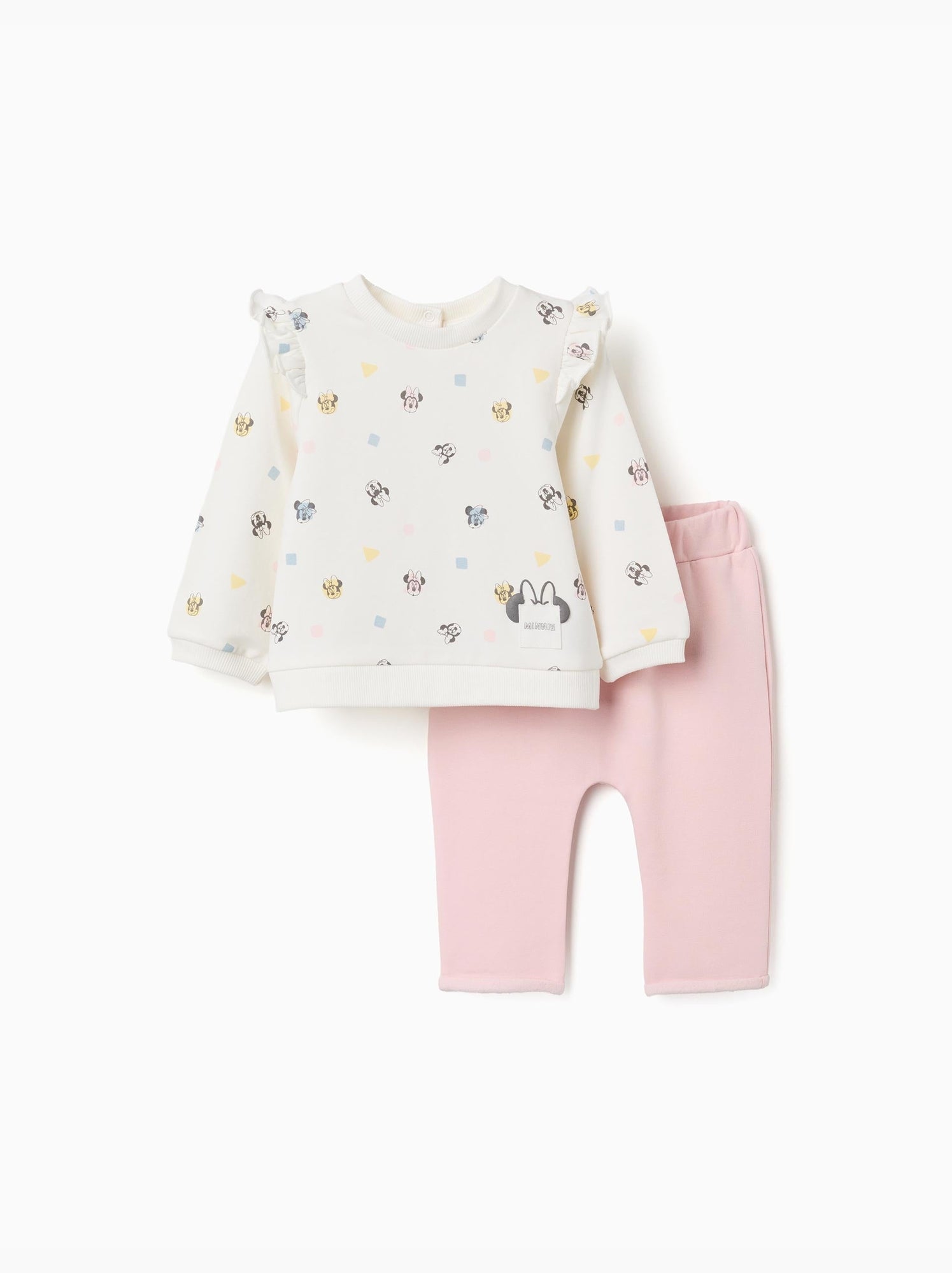 Ensemble de jogging en coton peigné avec motif minnie - Blanc