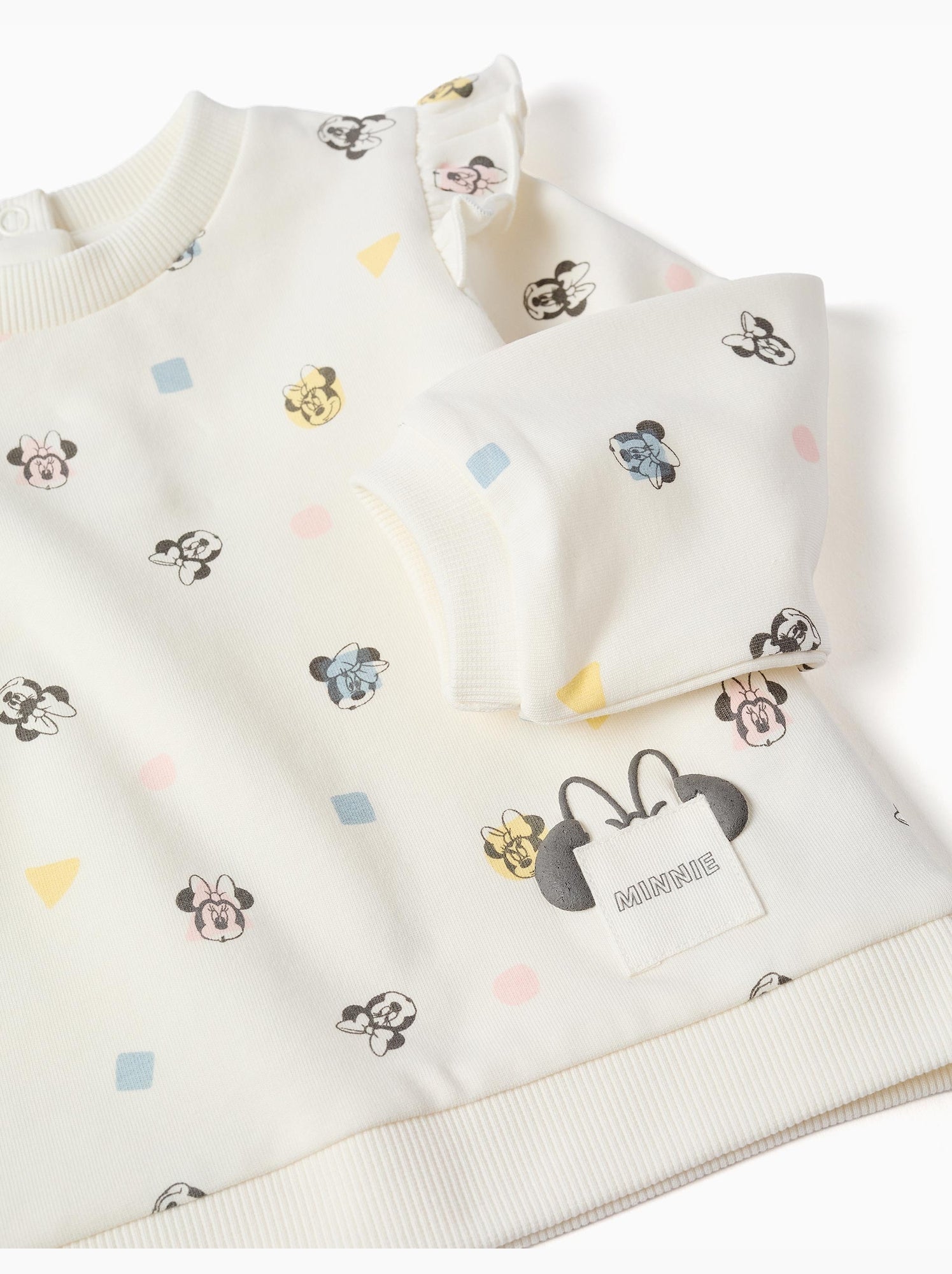 Ensemble de jogging en coton peigné avec motif minnie - Blanc