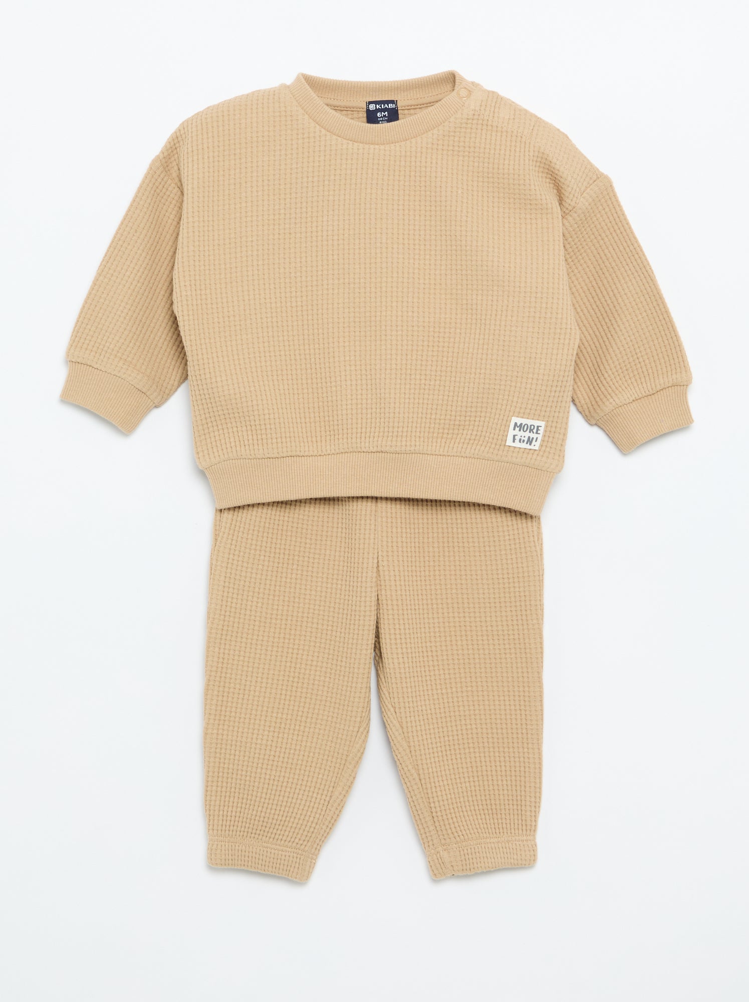 Ensemble de jogging en matière gaufrée - 2 pièces - Beige