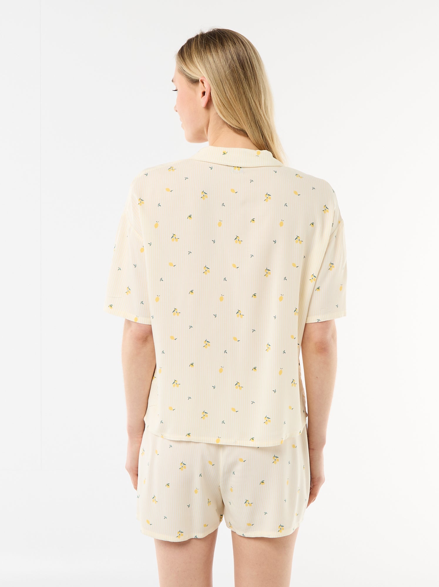 Ensemble de pyjama all-over rayé haut + short - Jaune