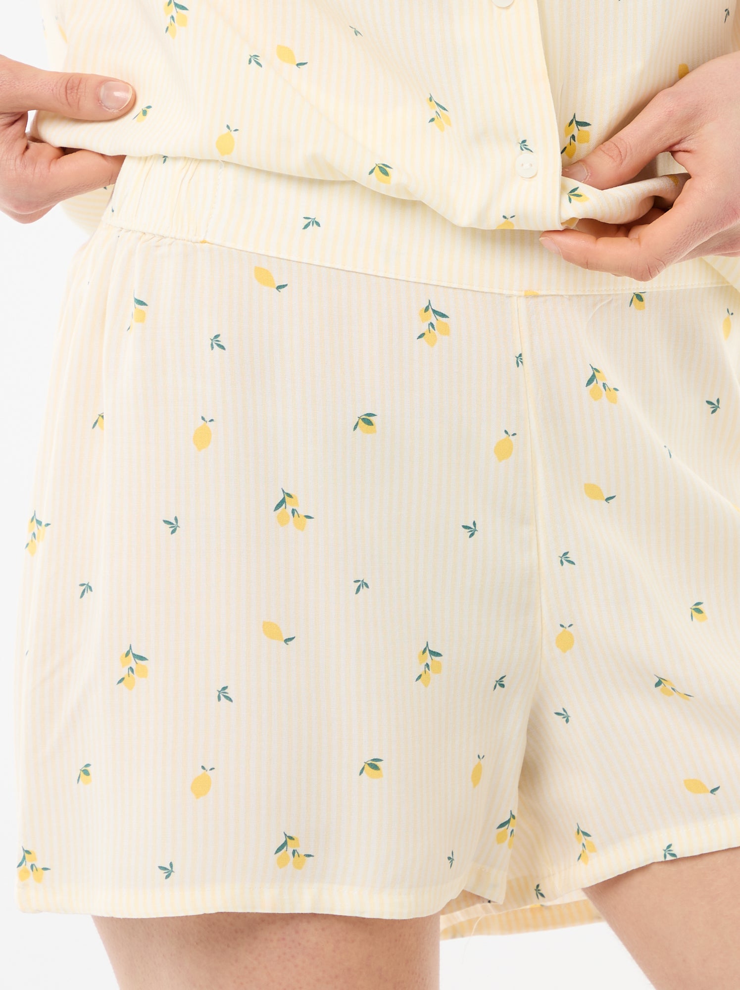 Ensemble de pyjama all-over rayé haut + short - Jaune