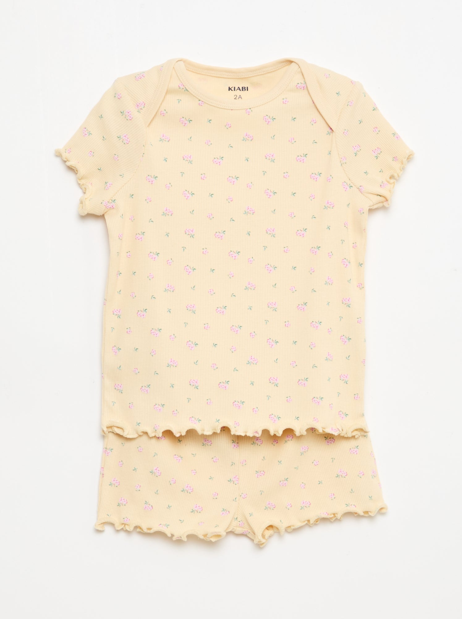 Ensemble de pyjama court t-shirt + short - 2 pièces - Beige