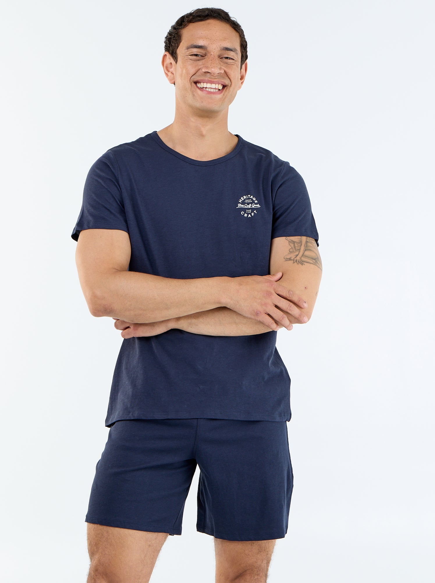 Ensemble de pyjama court t-shirt + short - 2 pièces - Bleu (EXM77_1)
