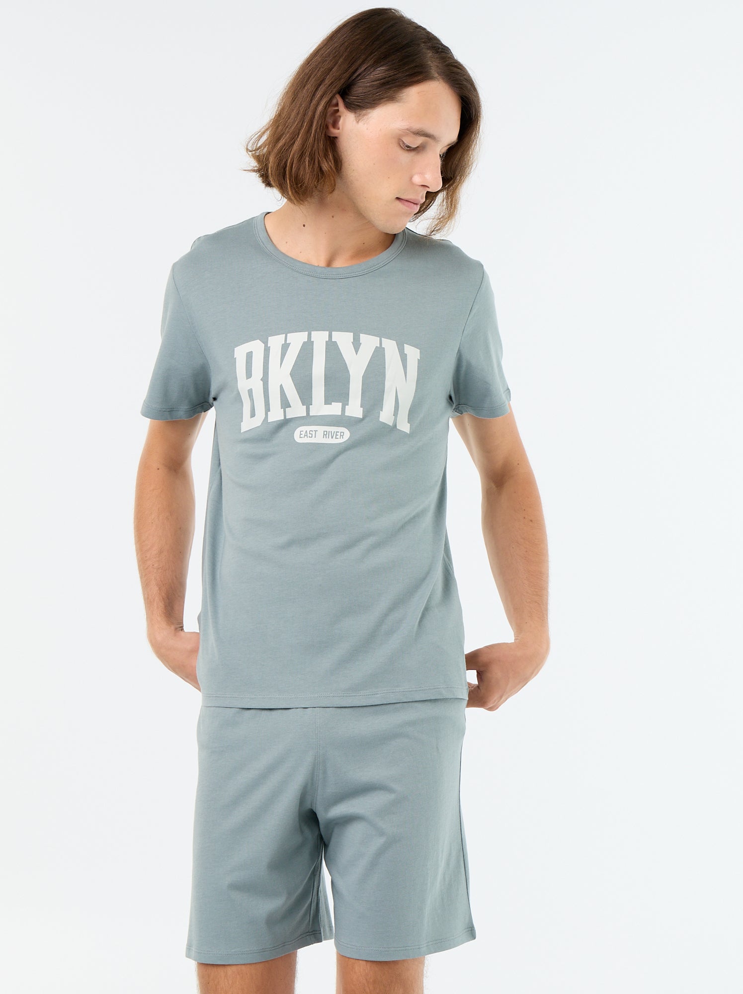 Ensemble de pyjama court t-shirt + short - 2 pièces - Bleu (EXM77_8)