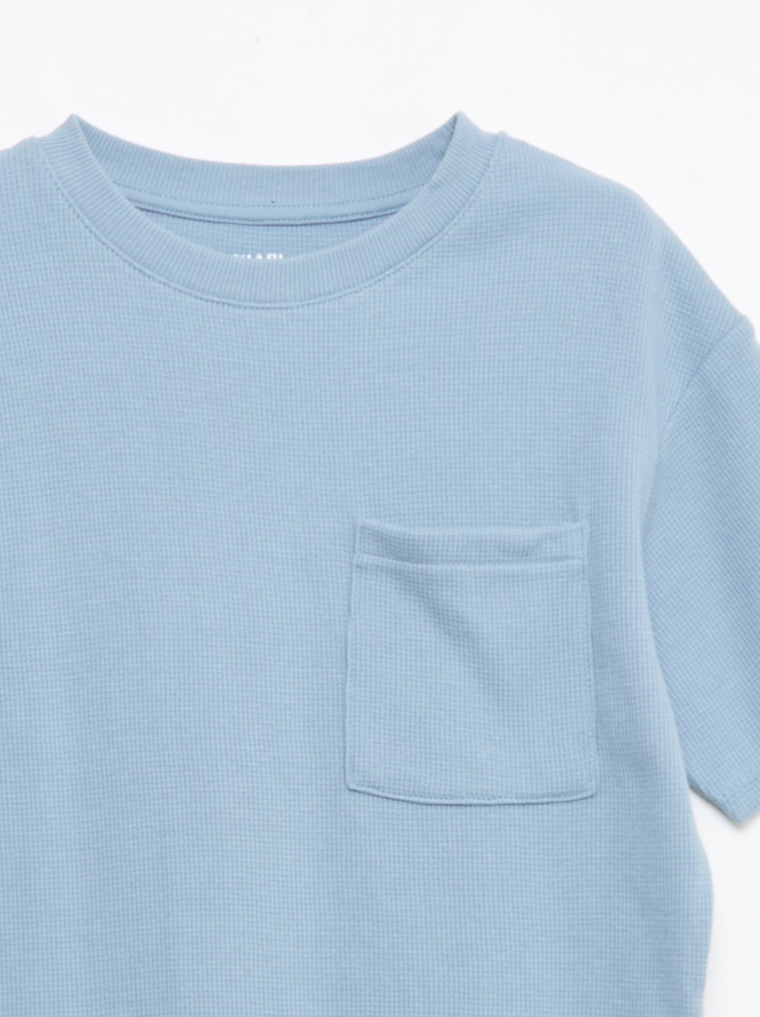 Ensemble de pyjama en coton uni - Bleu (EXK50_3)