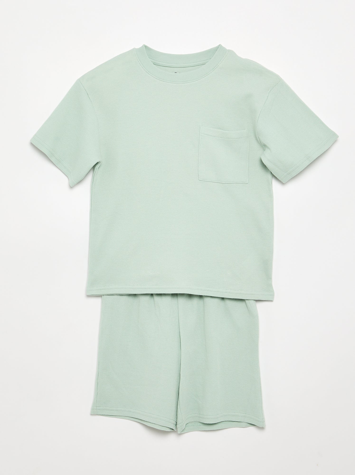 Ensemble de pyjama en coton uni - Bleu (EXK50_6)