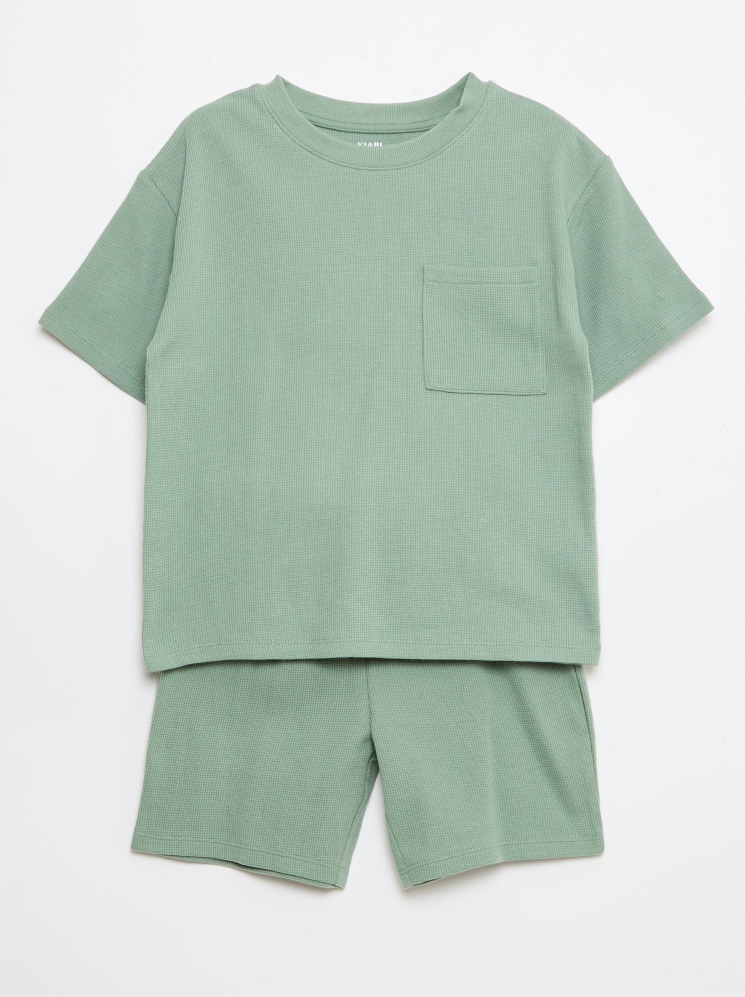 Ensemble de pyjama en coton uni - Vert (EXK50_4)