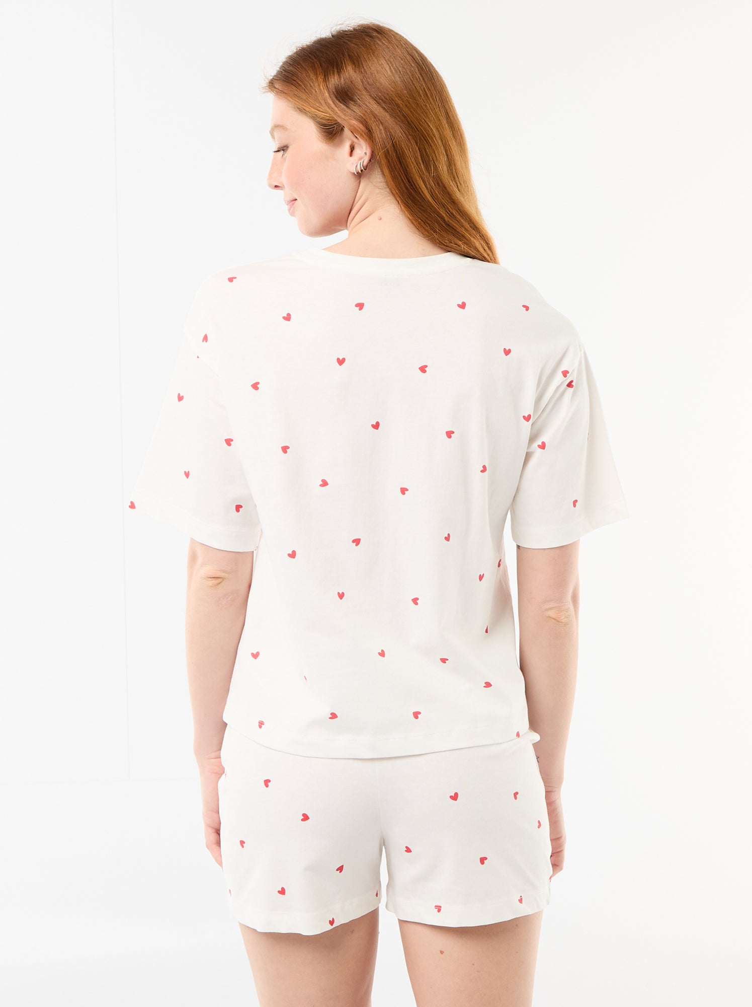 Ensemble de pyjama haut + short en jersey coton - Blanc (EXM44_2)