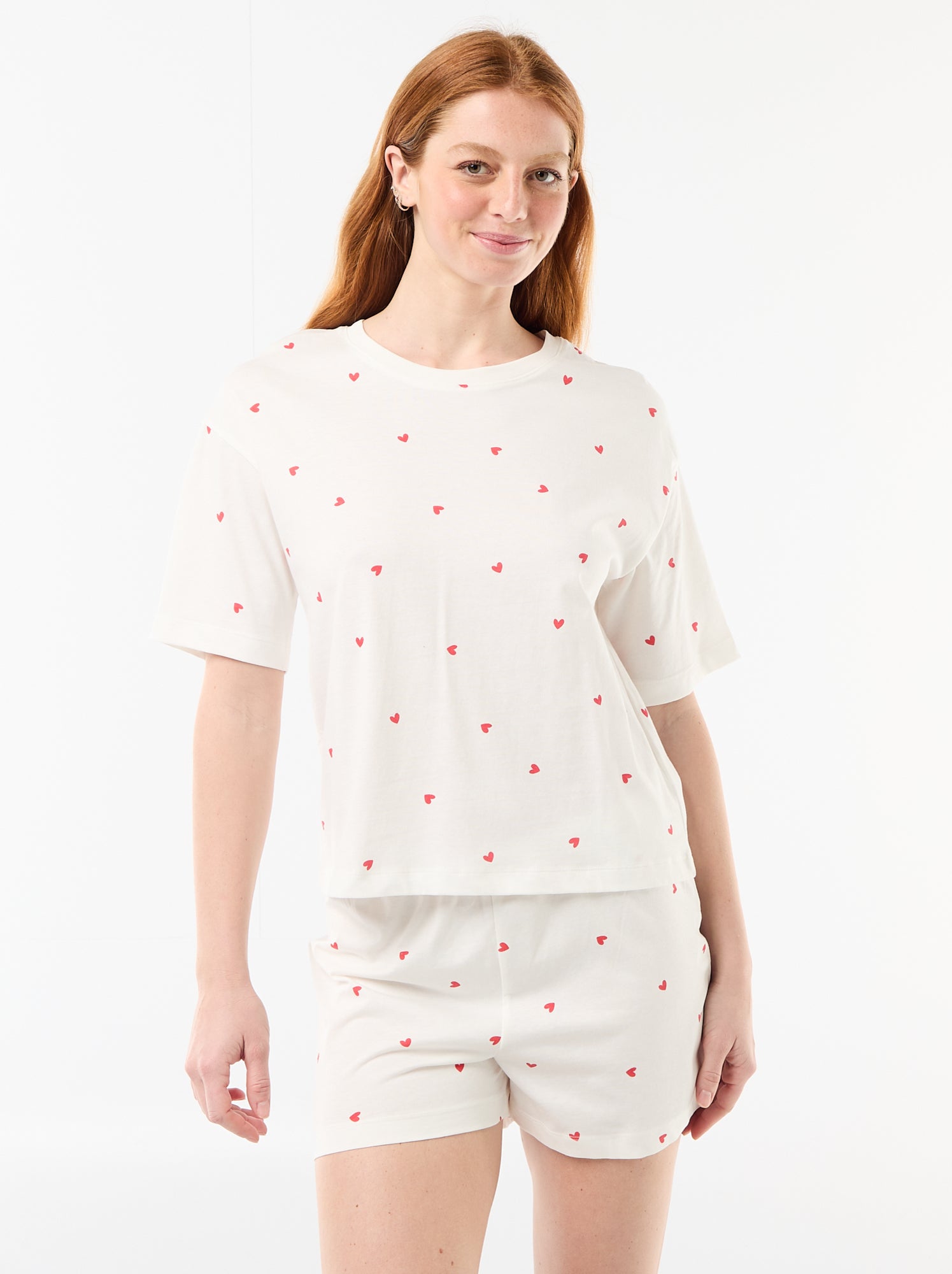 Ensemble de pyjama haut + short en jersey coton - Blanc (EXM44_2)