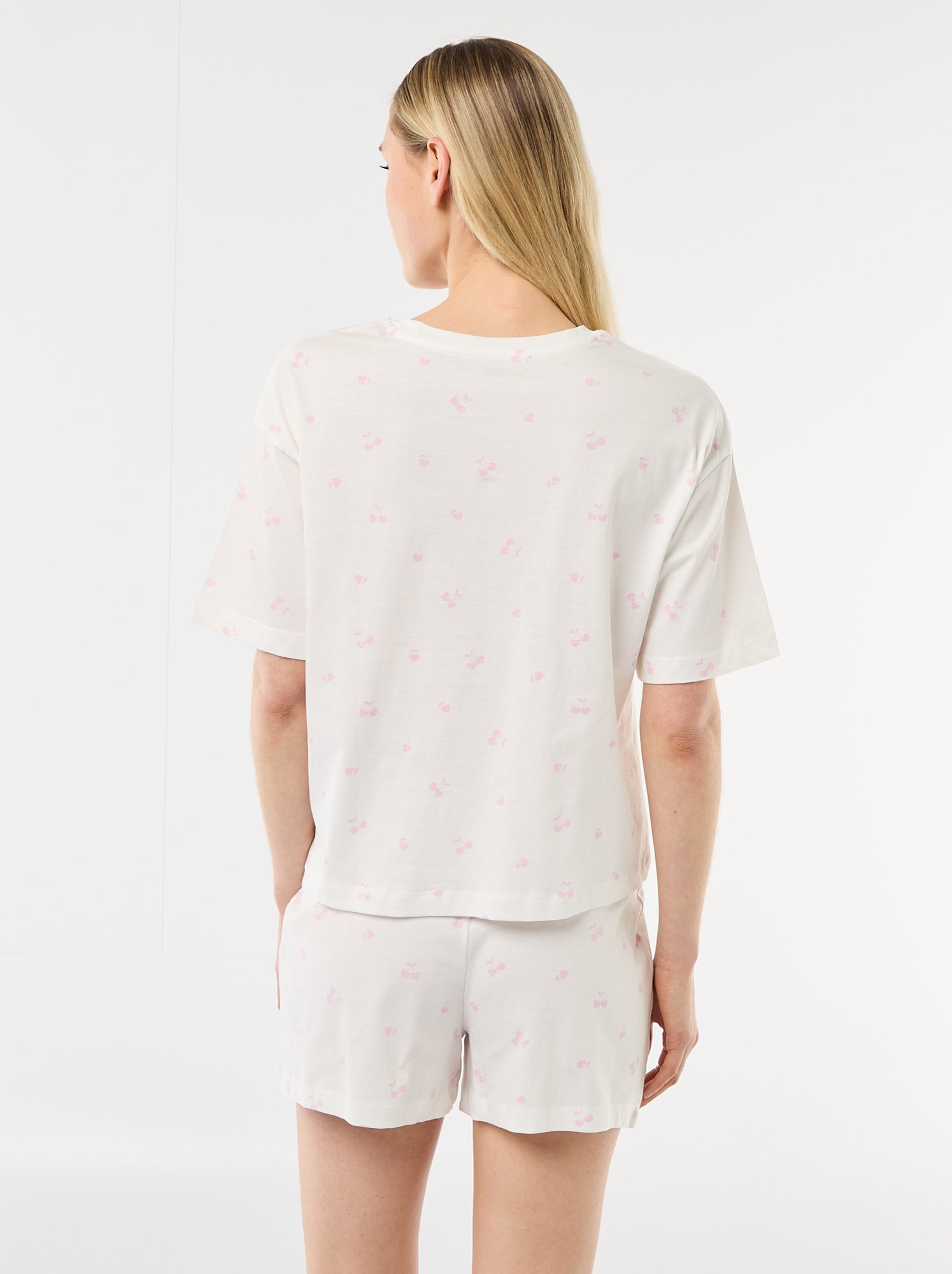 Ensemble de pyjama haut + short en jersey coton - Blanc (EXM44_5)