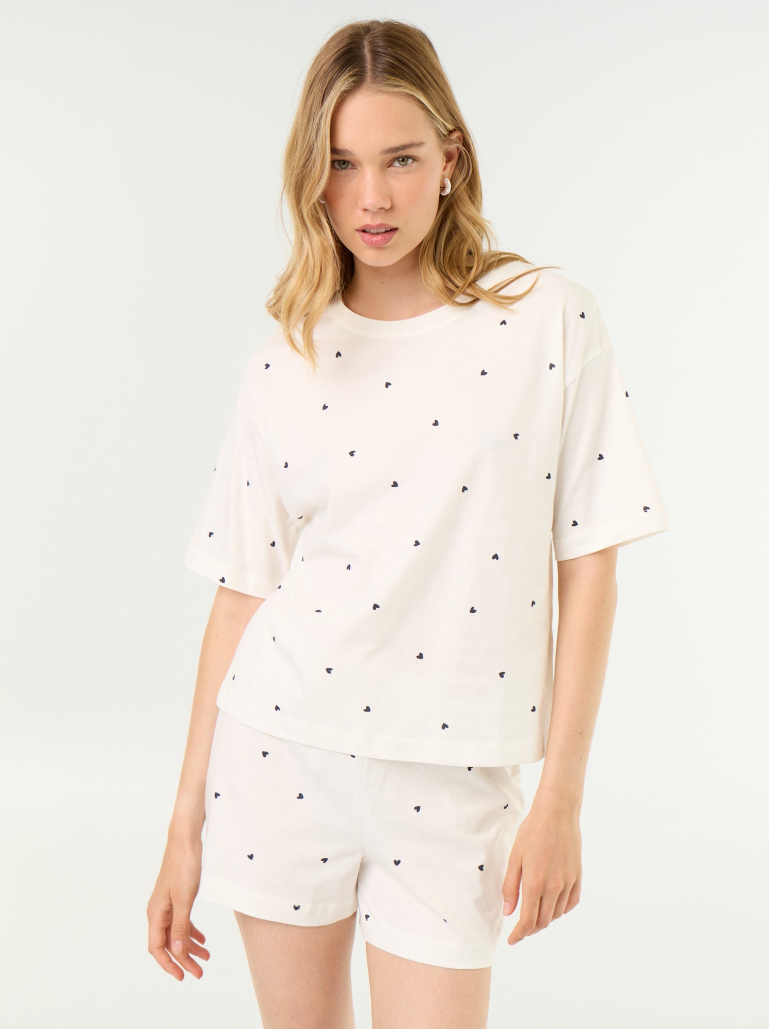 Ensemble de pyjama haut + short en jersey coton - Blanc (EXM44_8)