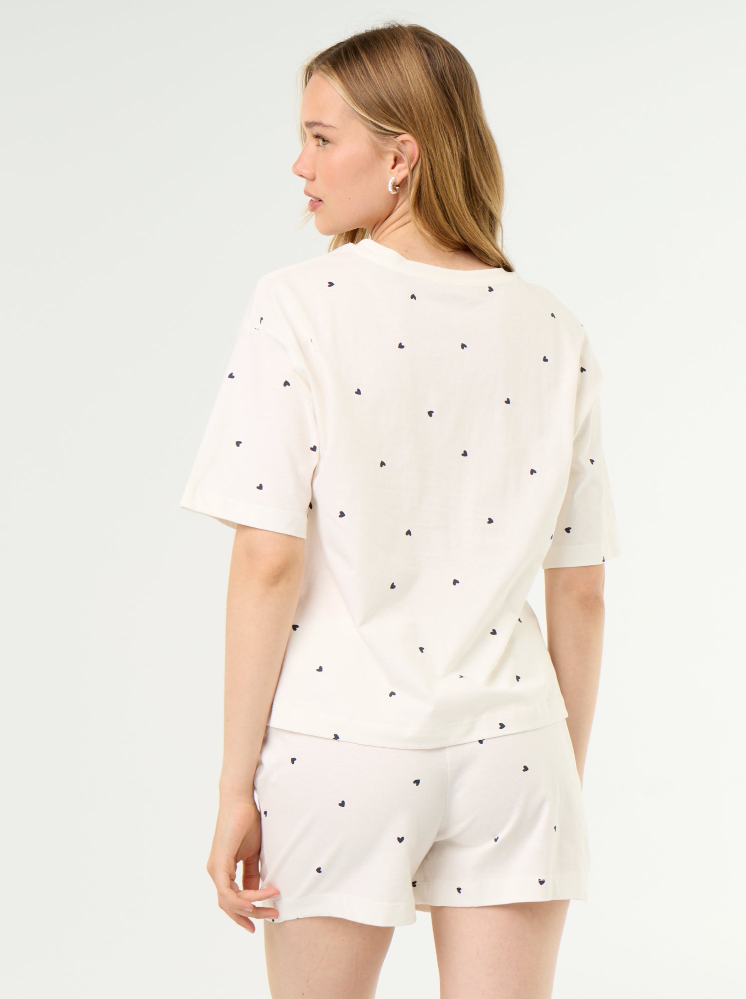 Ensemble de pyjama haut + short en jersey coton - Blanc (EXM44_8)