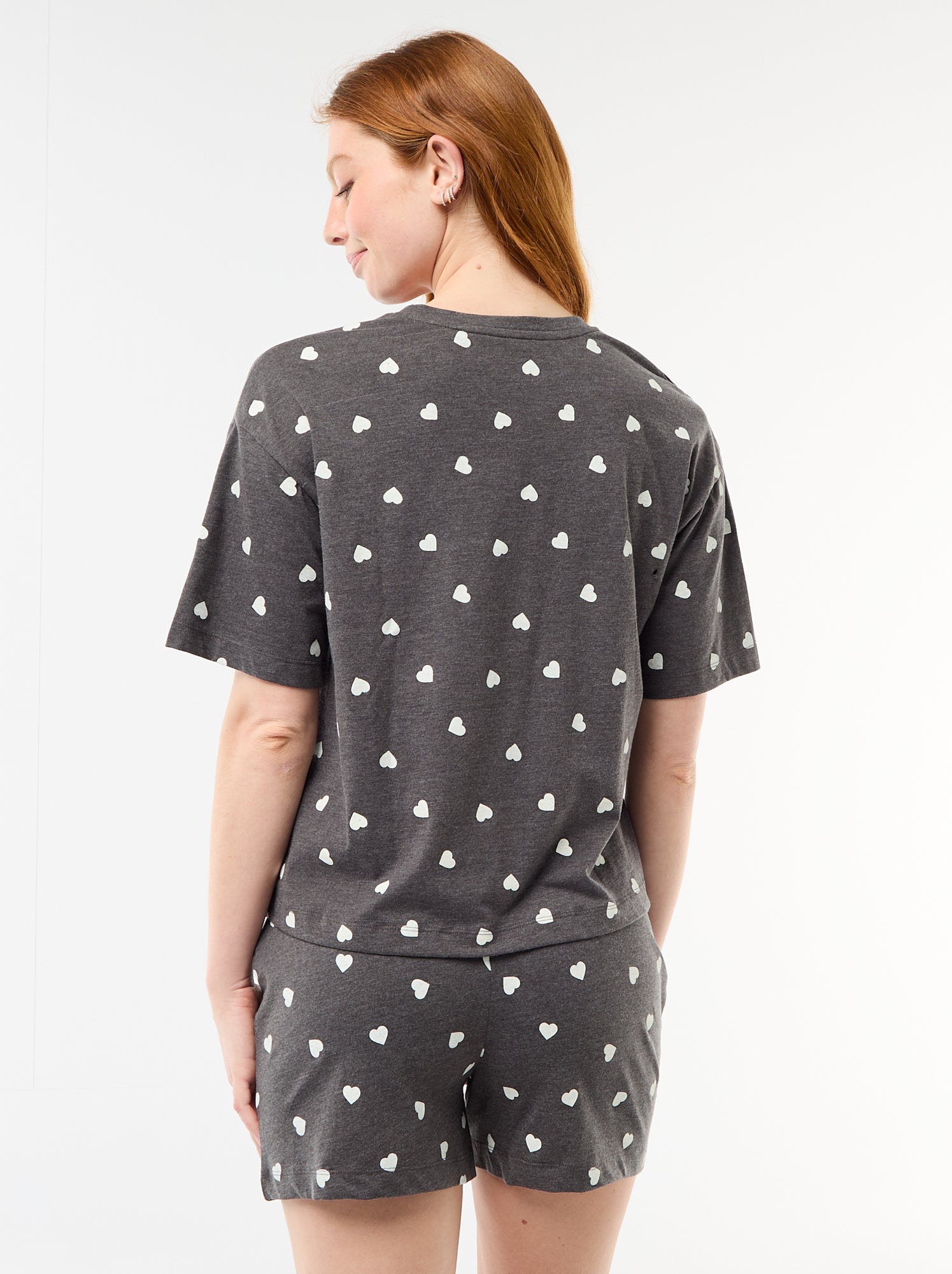Ensemble de pyjama haut + short en jersey coton - Gris