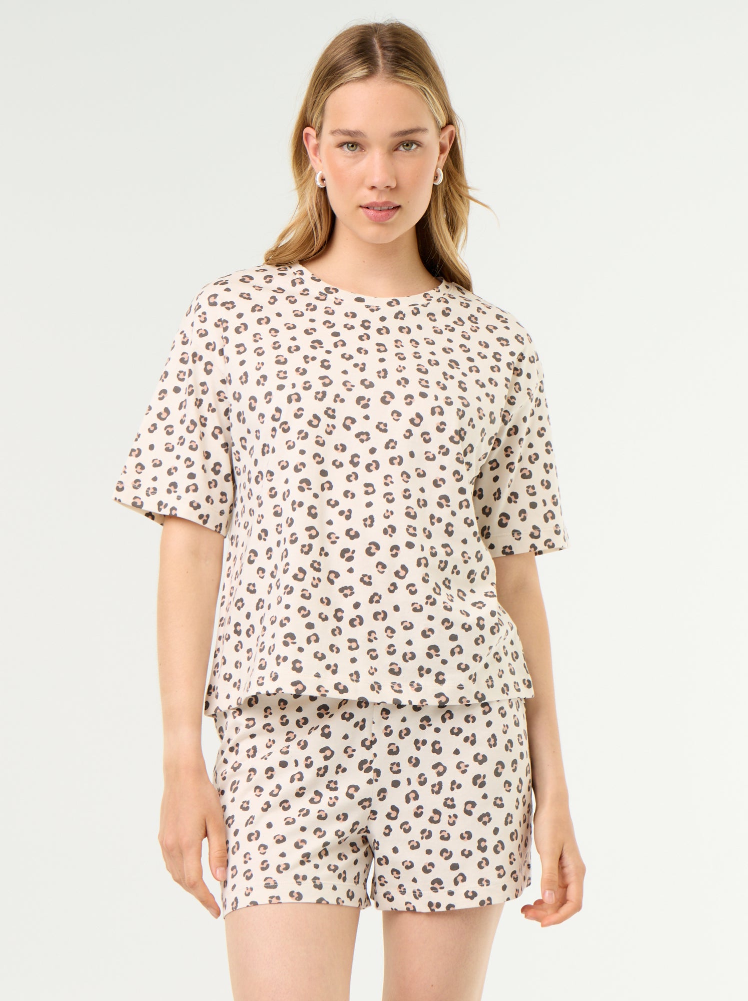 Ensemble de pyjama haut + short en jersey coton - Marron