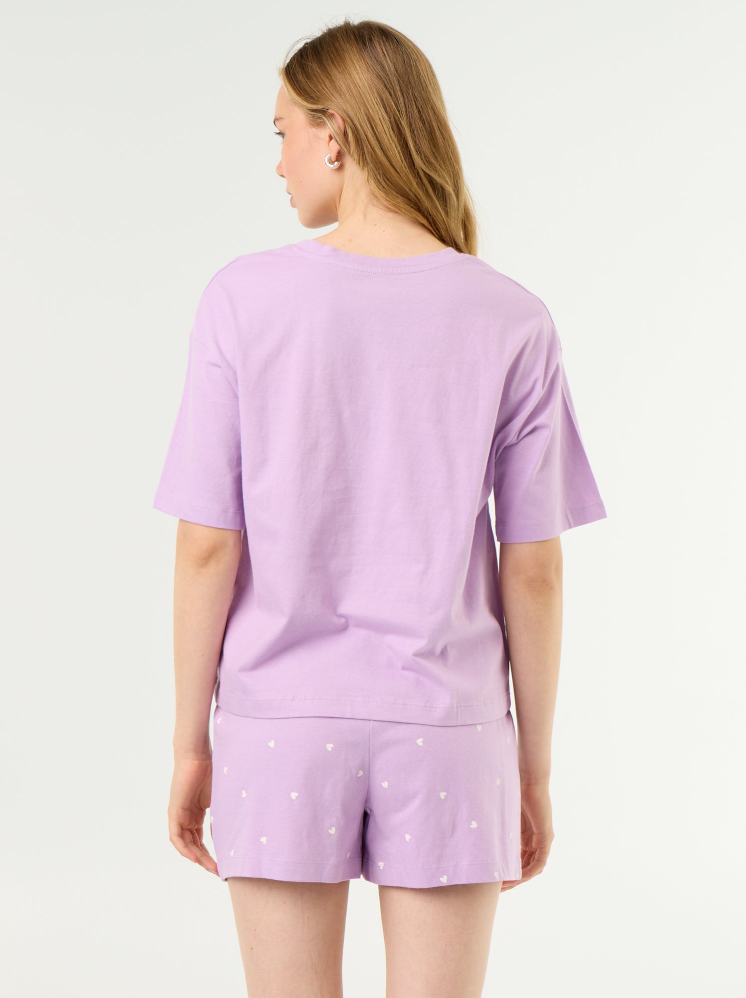 Ensemble de pyjama haut + short en jersey coton - Mauve/lilas