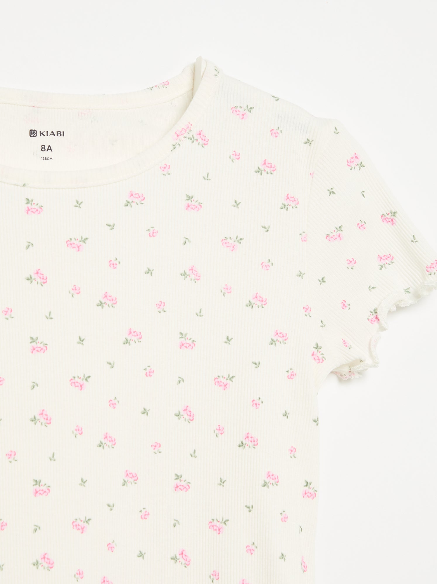 Ensemble de pyjama haut + short en maille côtelée coton - Blanc (EWY74_1)