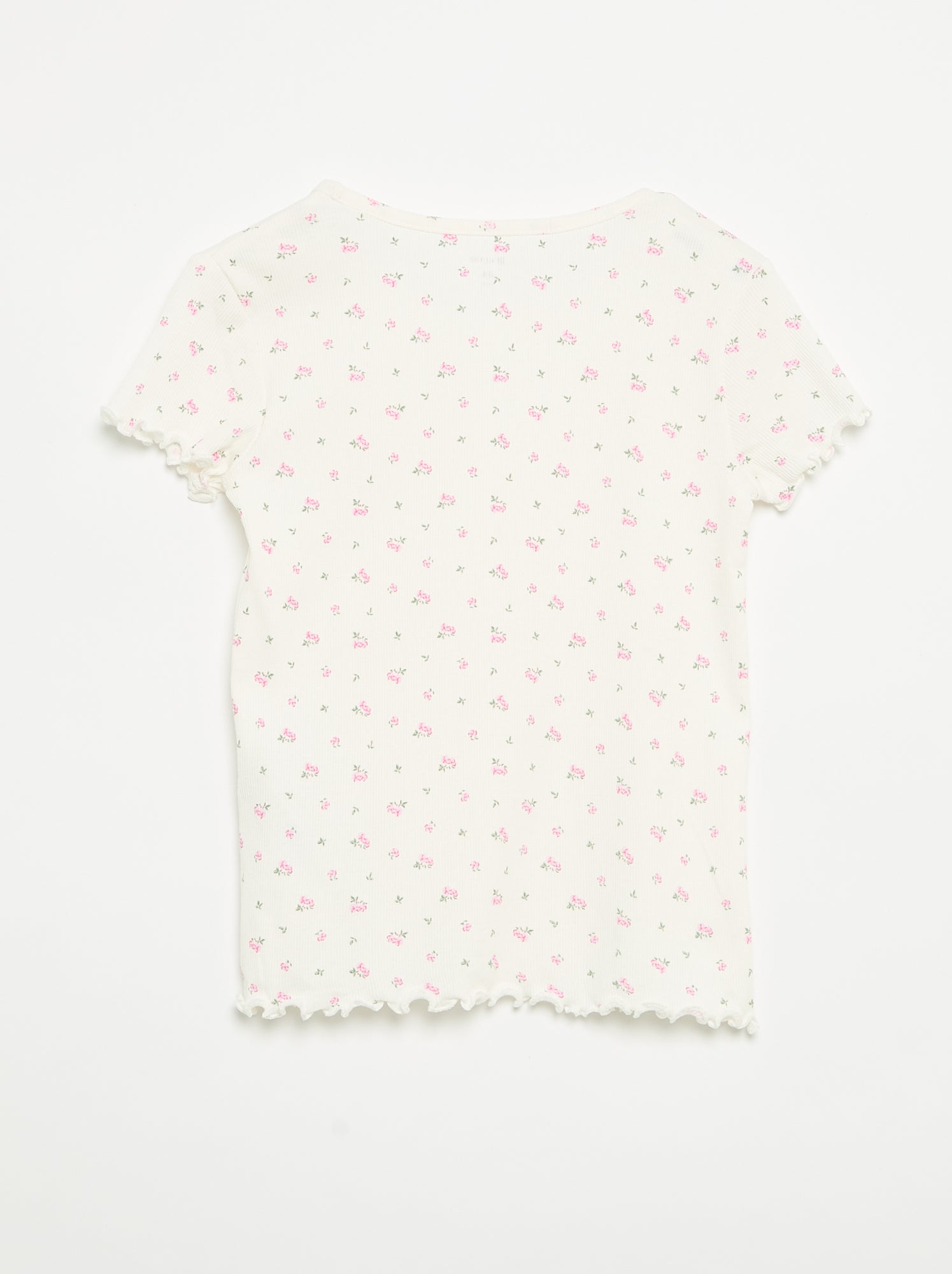 Ensemble de pyjama haut + short en maille côtelée coton - Blanc (EWY74_1)