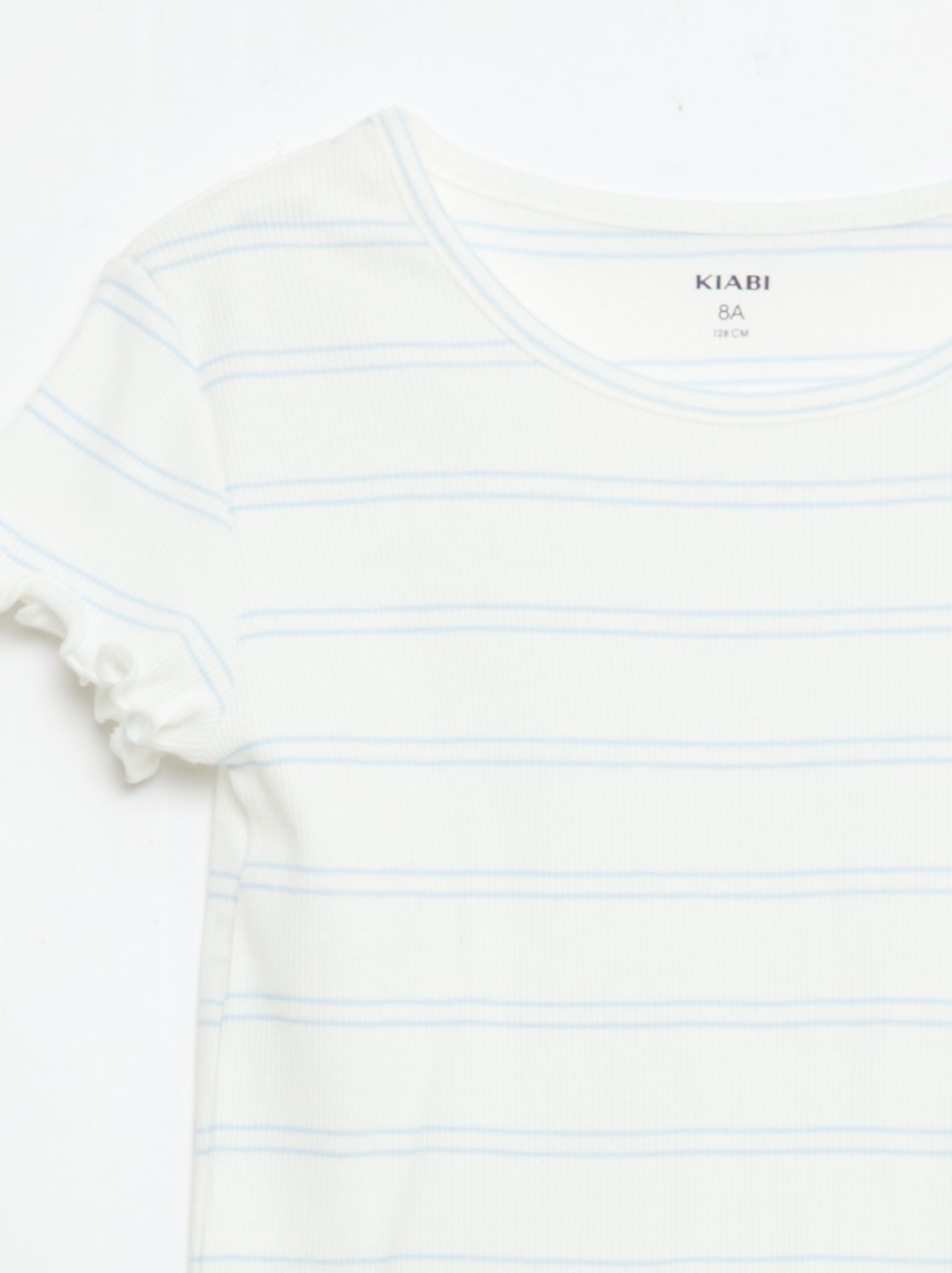 Ensemble de pyjama haut + short en maille côtelée coton - Blanc (EWY74_3)