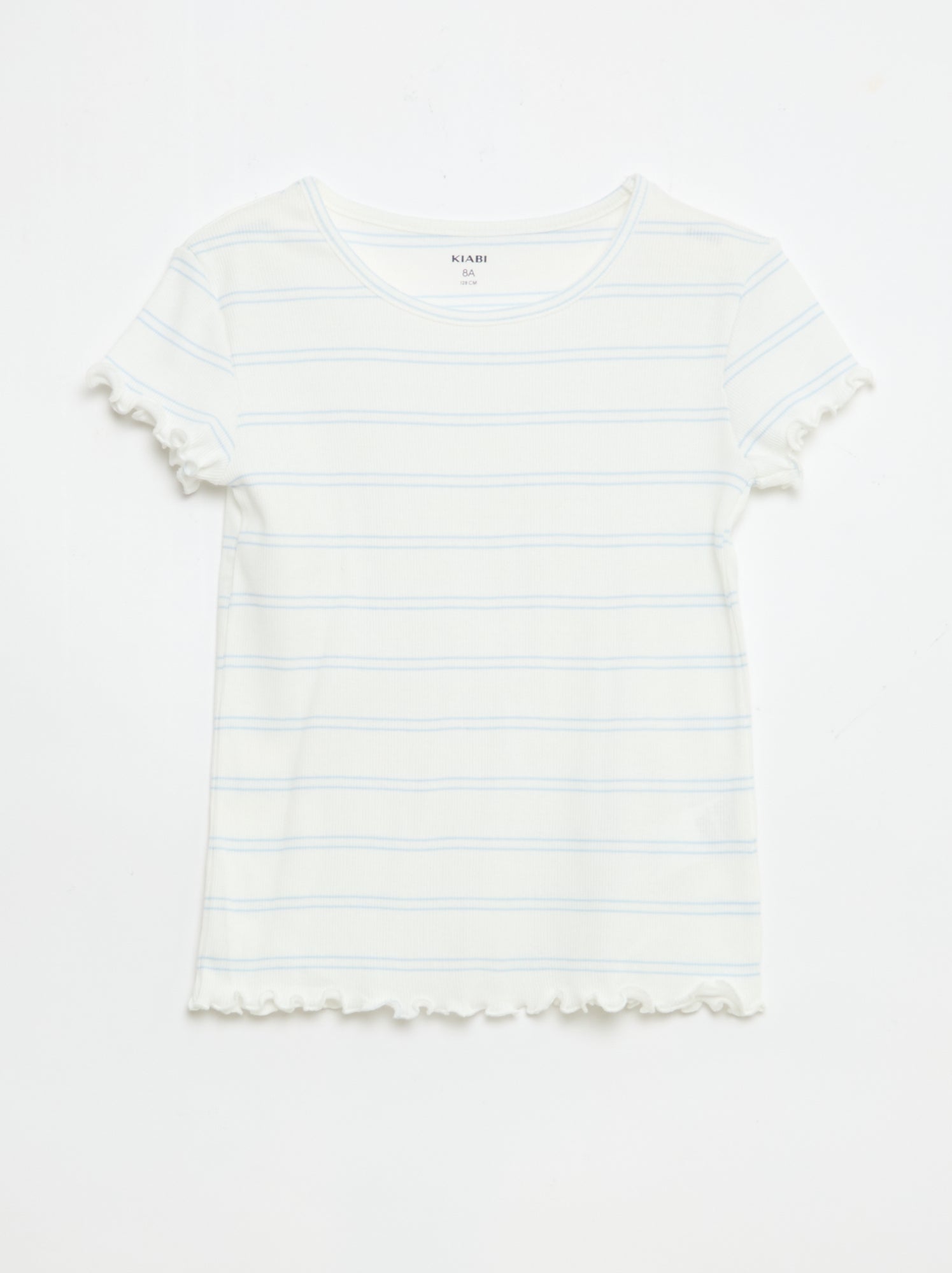 Ensemble de pyjama haut + short en maille côtelée coton - Blanc (EWY74_3)