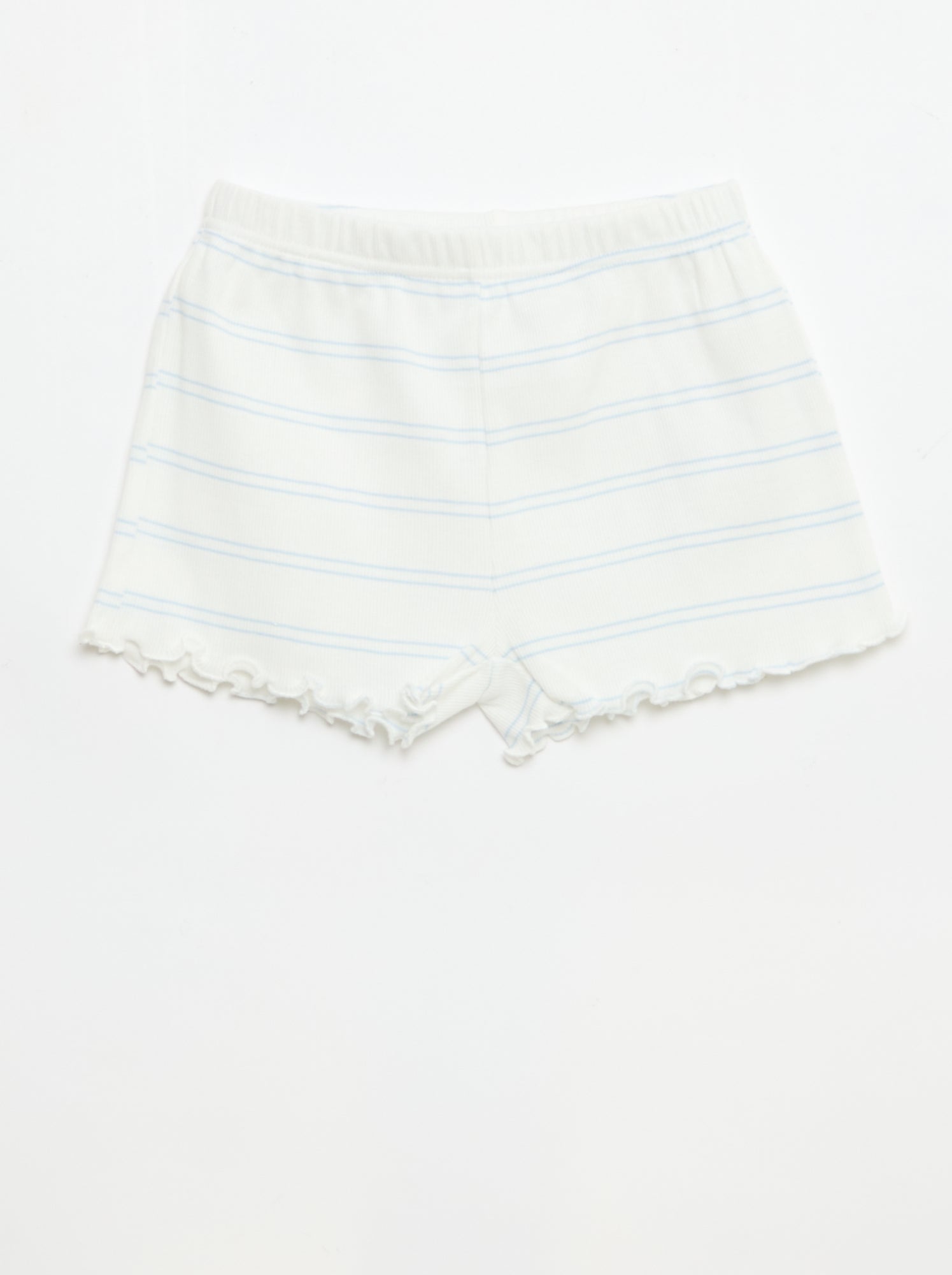 Ensemble de pyjama haut + short en maille côtelée coton - Blanc (EWY74_3)