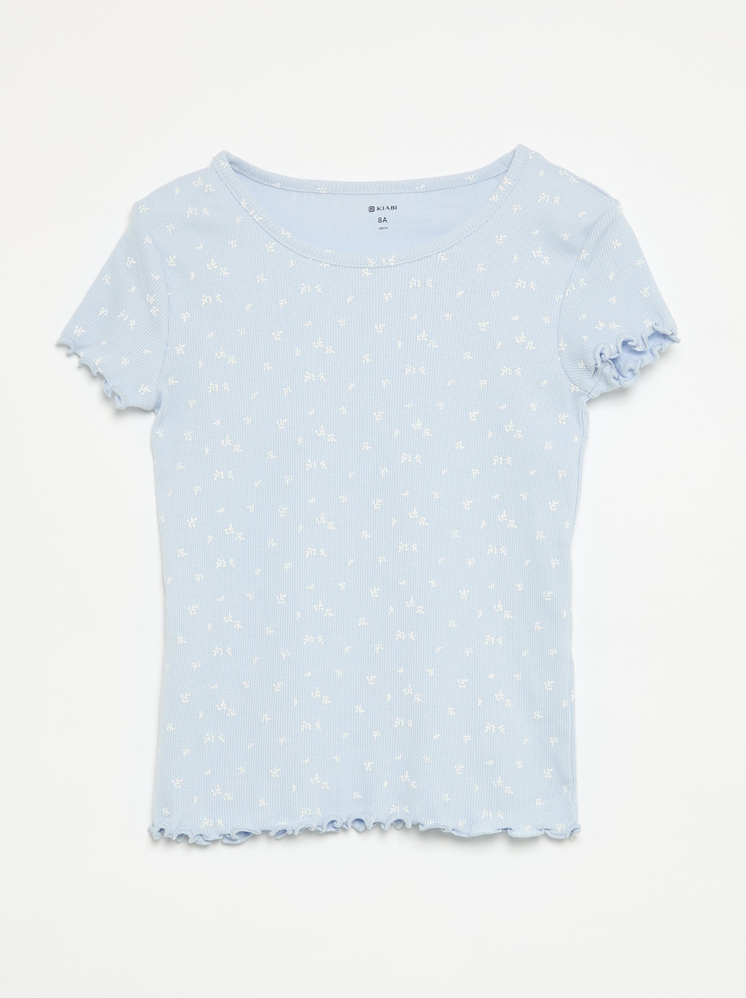Ensemble de pyjama haut + short en maille côtelée coton - Bleu