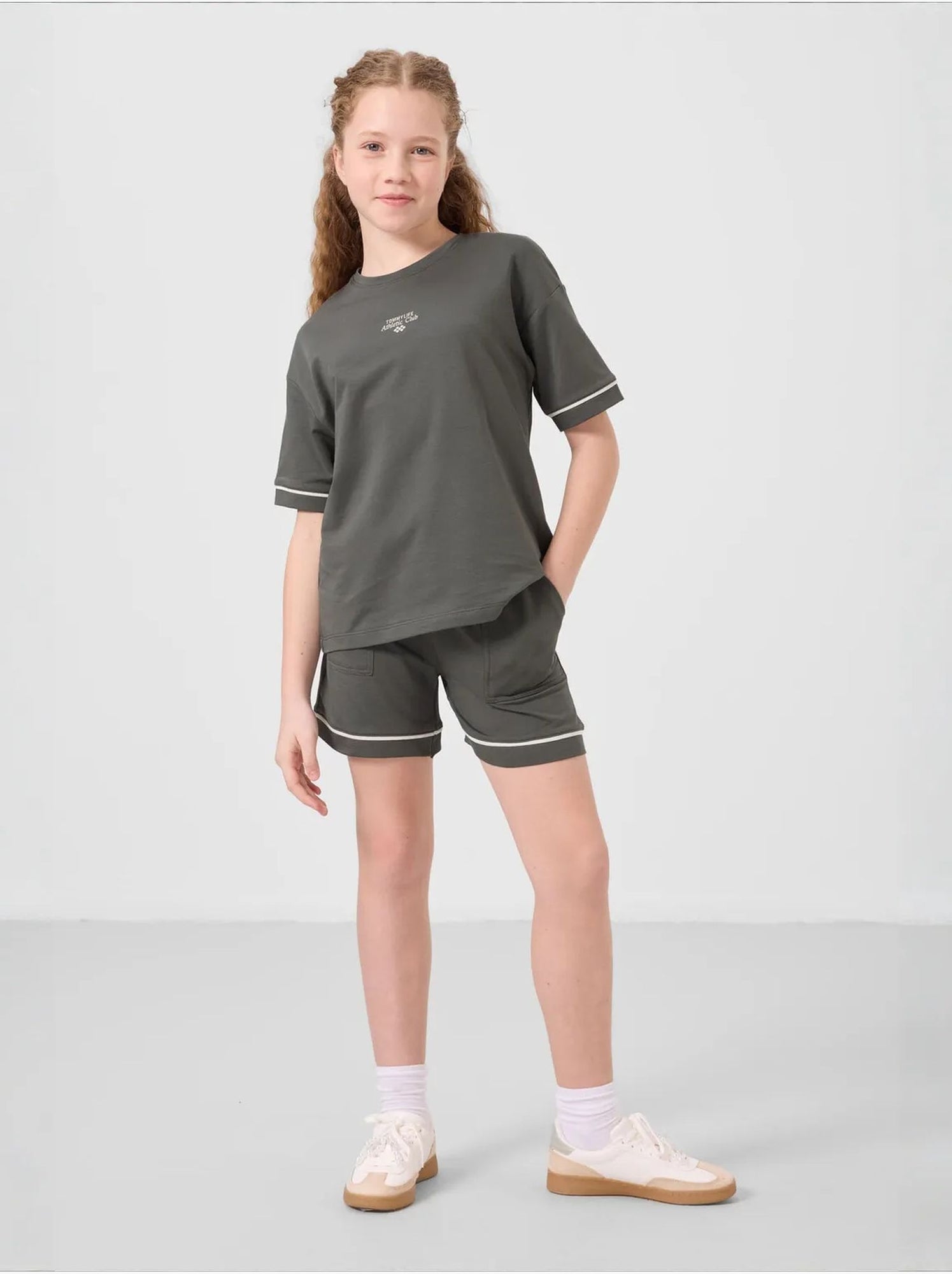 Ensemble de pyjama jeunesse en coton mélangé tommy - Gris Noir