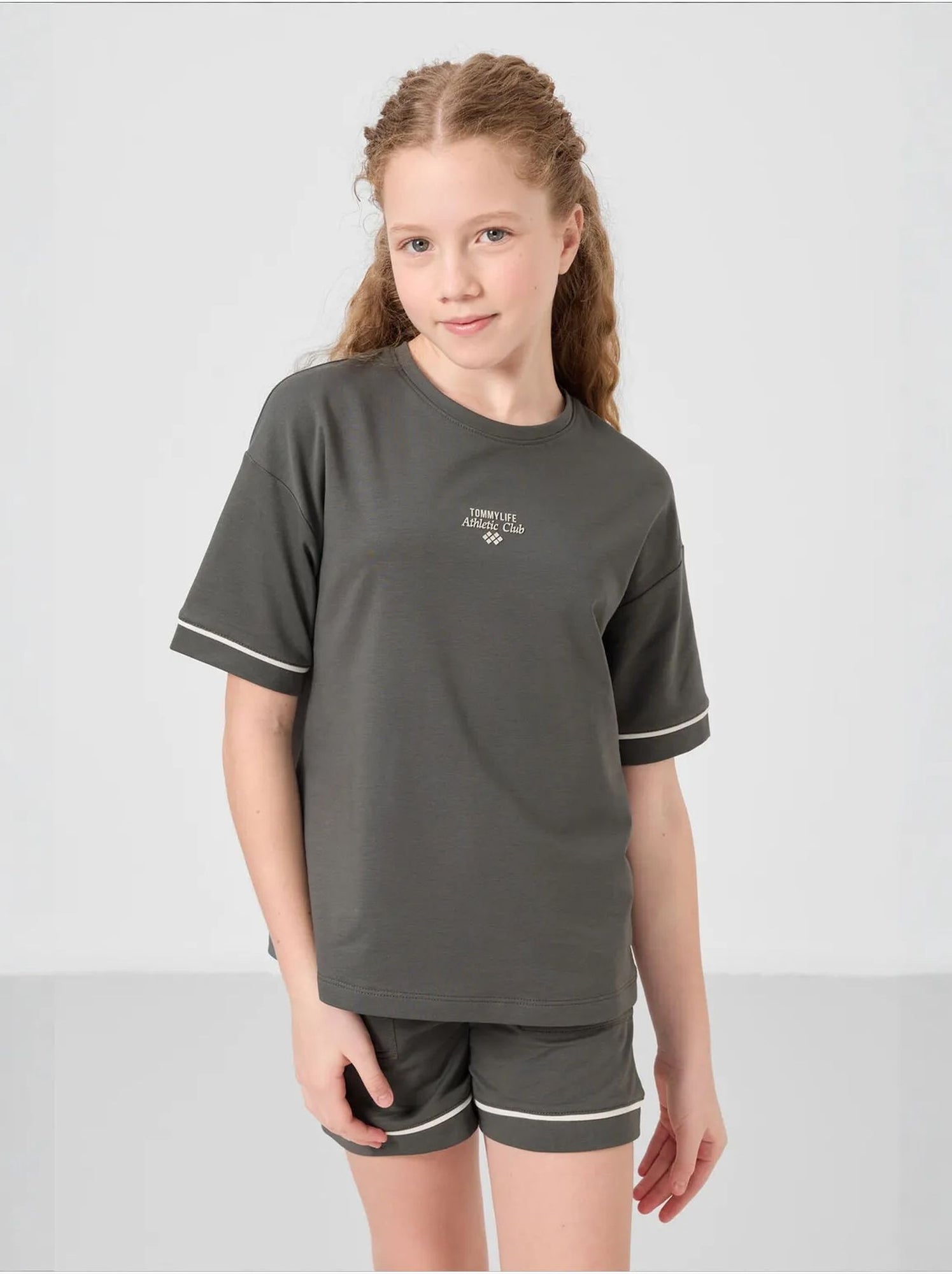 Ensemble de pyjama jeunesse en coton mélangé tommy - Gris Noir