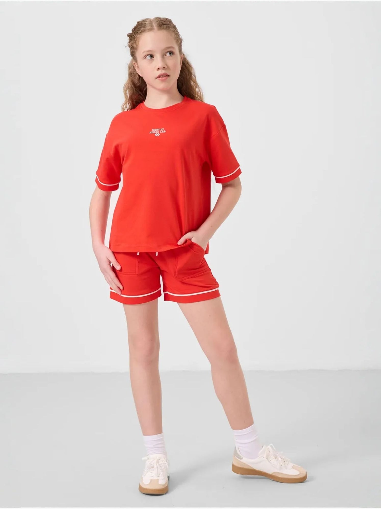 Ensemble de pyjama jeunesse en coton mélangé tommy - Rouge