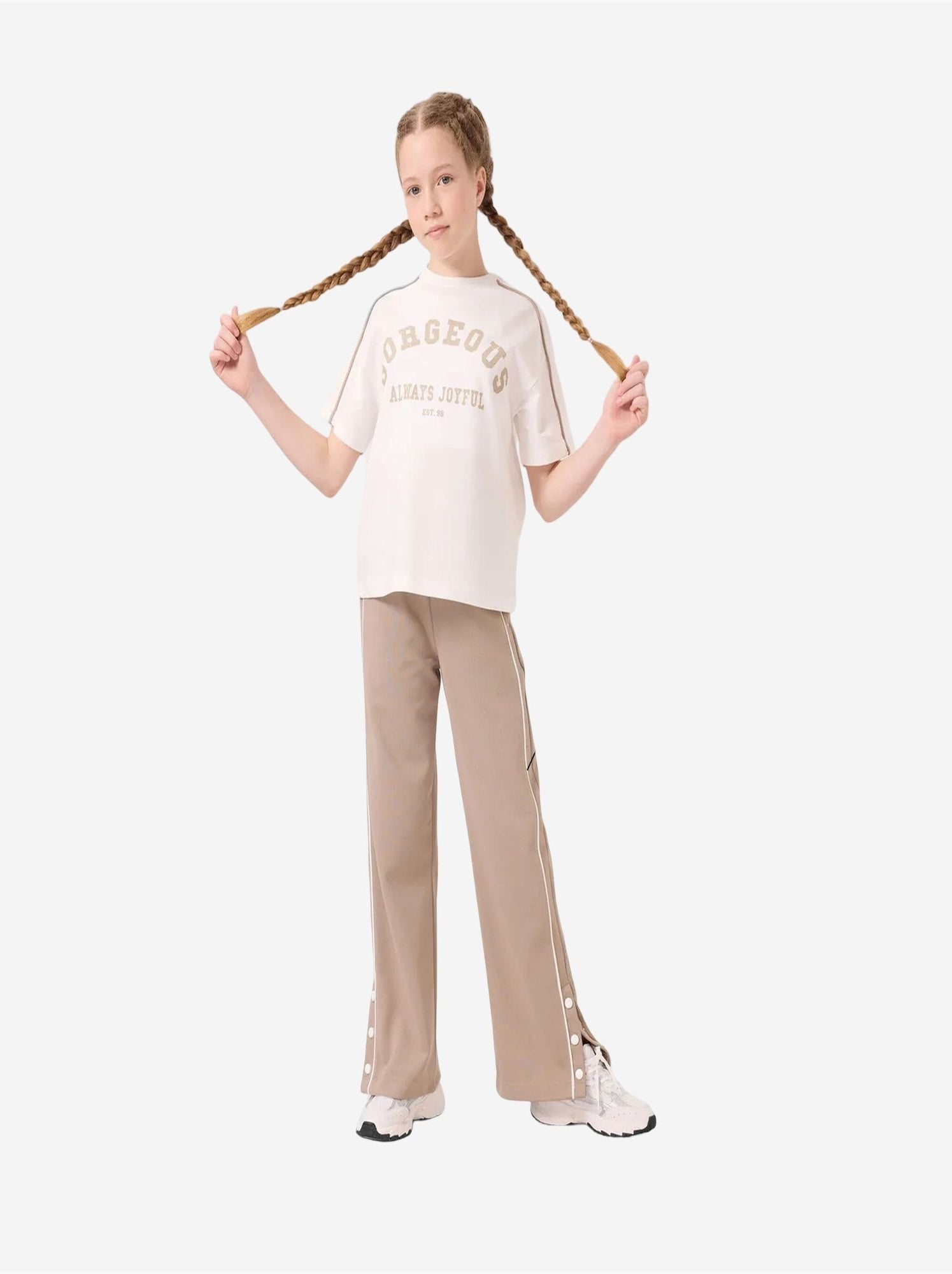 Ensemble de pyjama jeunesse en mélange coton tommy - Grège